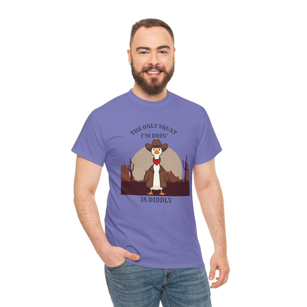Cowboy Ferret Graphic Tee — "The Only Squat I'm Doin' Is Diddly" Cute Western Animal T-Shirt