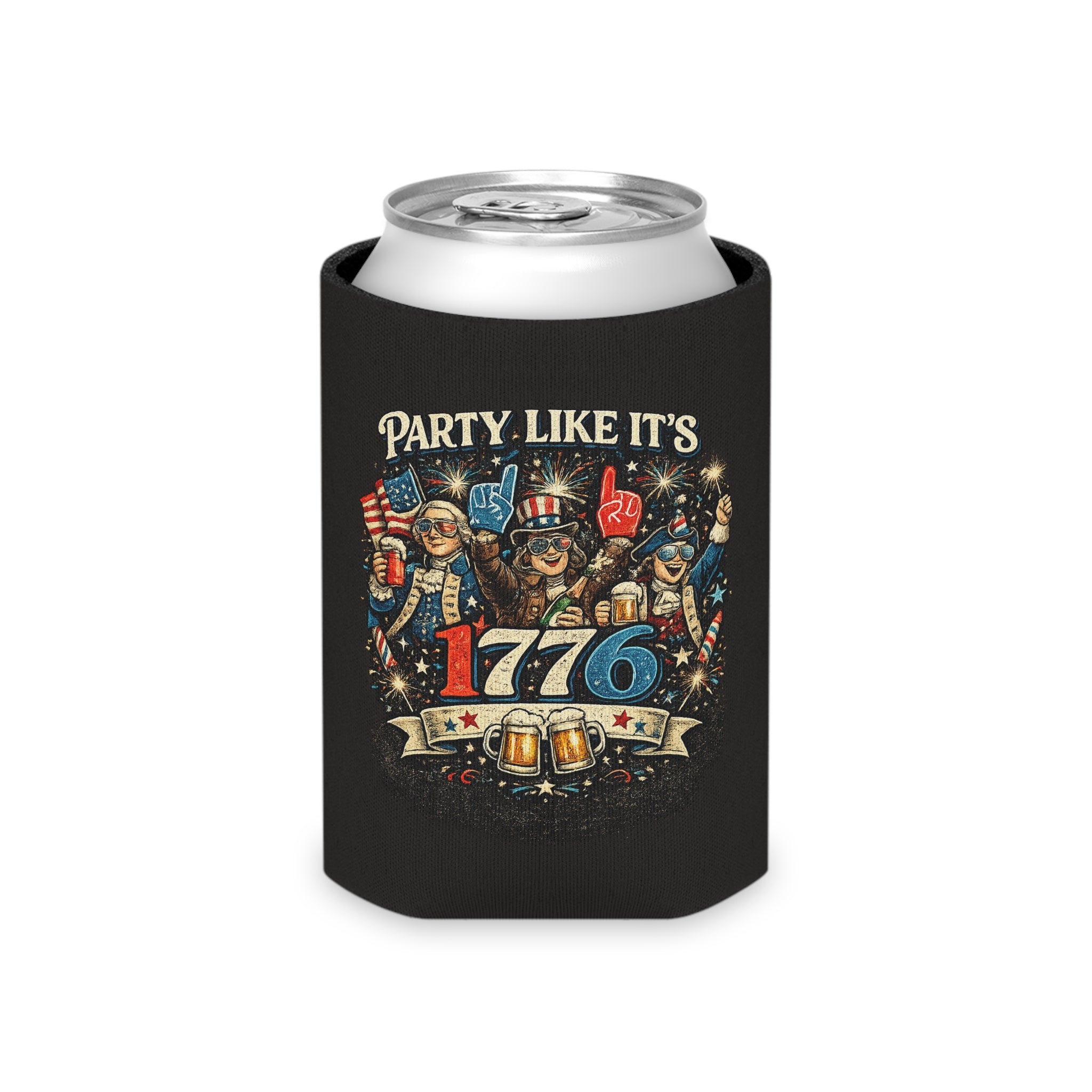 Can Cooler - "Party Like It’s 1776" Patriotic Independence Day Beer Koozie