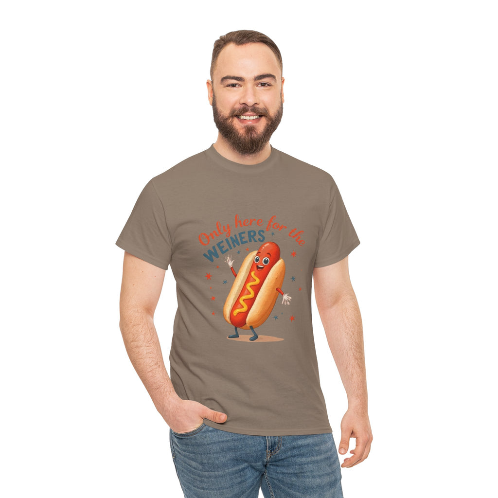 Funny Hot Dog Tee — "Only Here for the Weiners" Graphic T-Shirt
