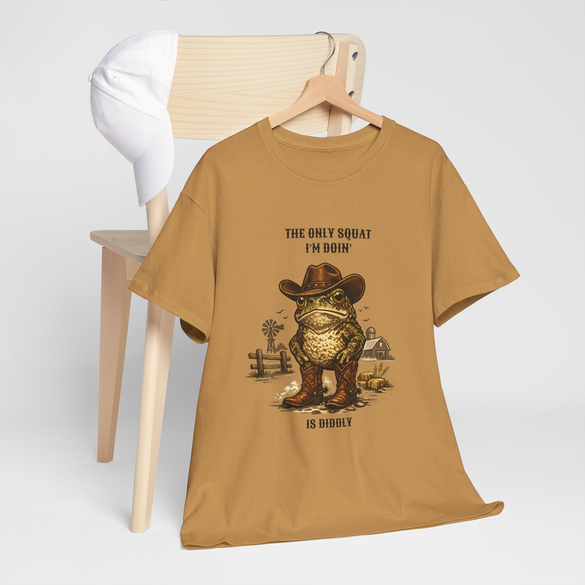 Frog Cowboy Tee — “The Only Squat I’m Doin’ Is Diddle” Funny Western Graphic T-Shirt