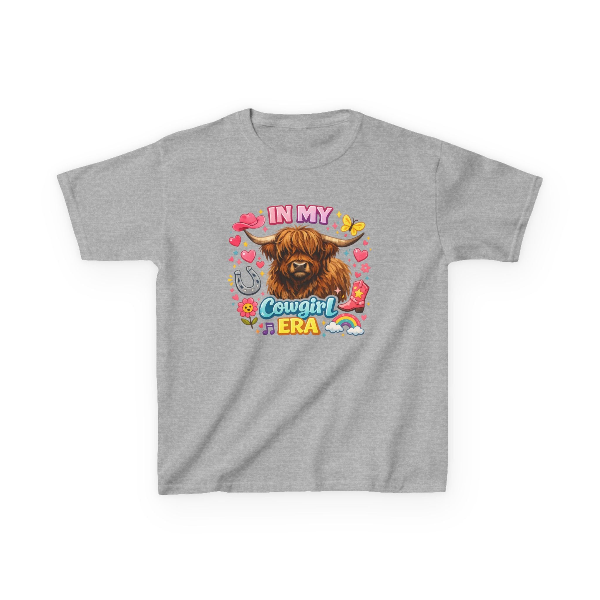 Kids Tee — "In My Cowgirl Era" Highland Cow Graphic