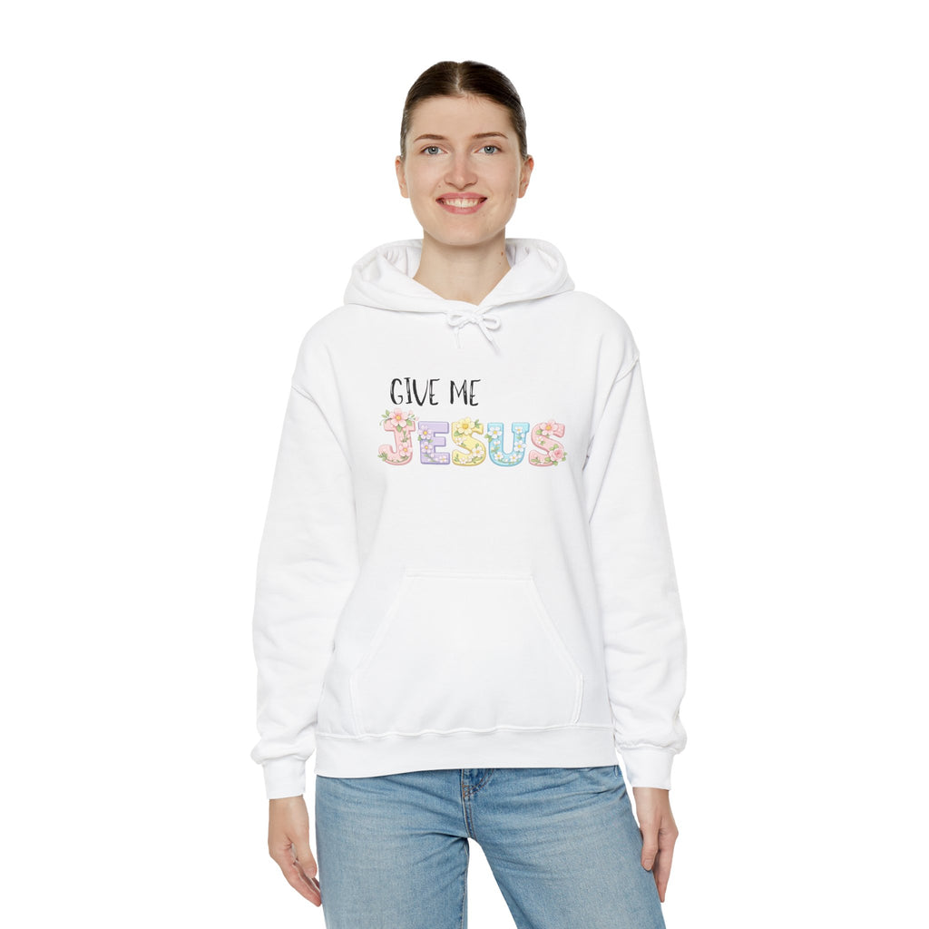 Give Me Jesus Floral Hoodie — Christian Faith Pullover for Women & Men