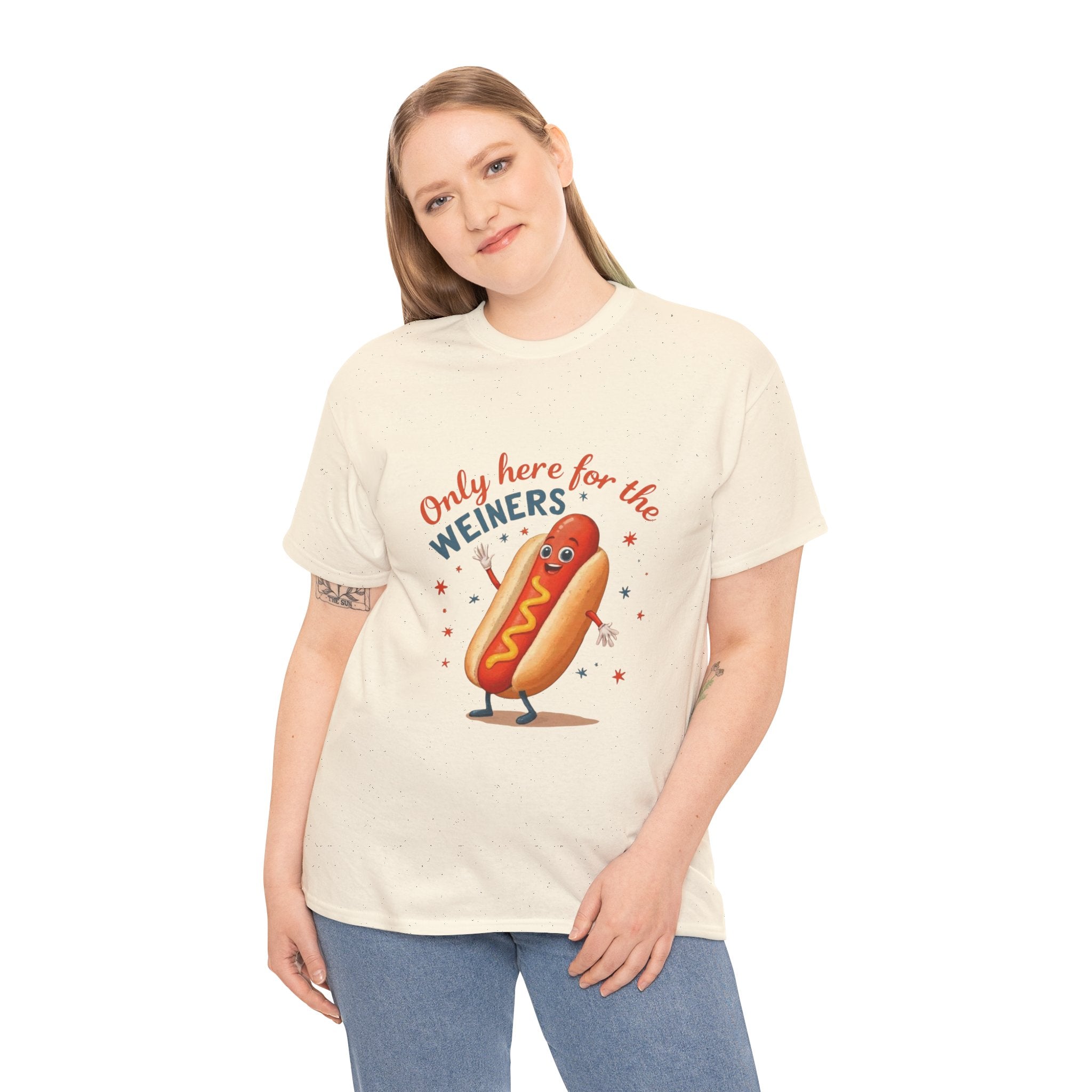 Funny Hot Dog Tee — "Only Here for the Weiners" Graphic T-Shirt