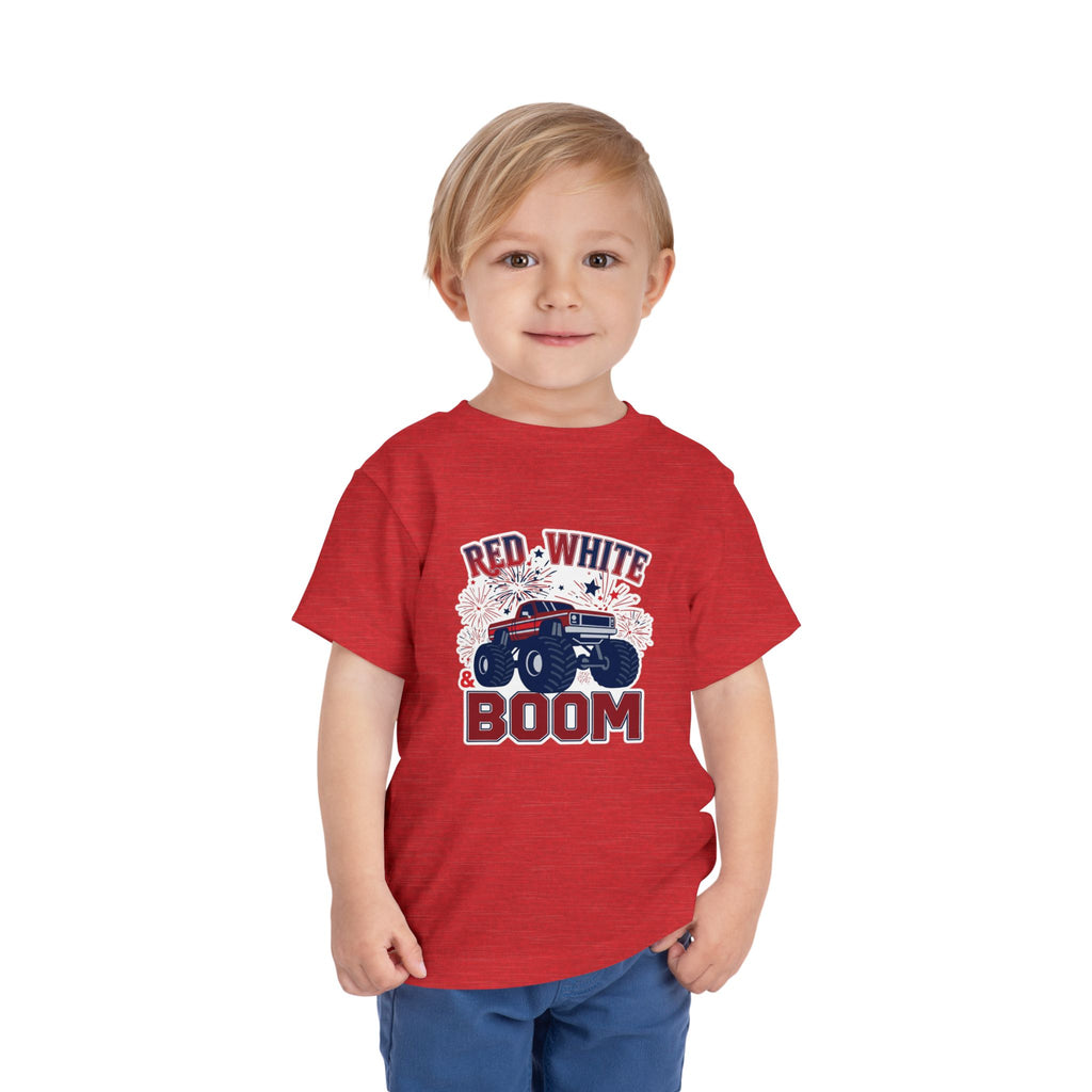 Toddler Tee - "Red, White & Boom" Monster Truck 4th of July Shirt
