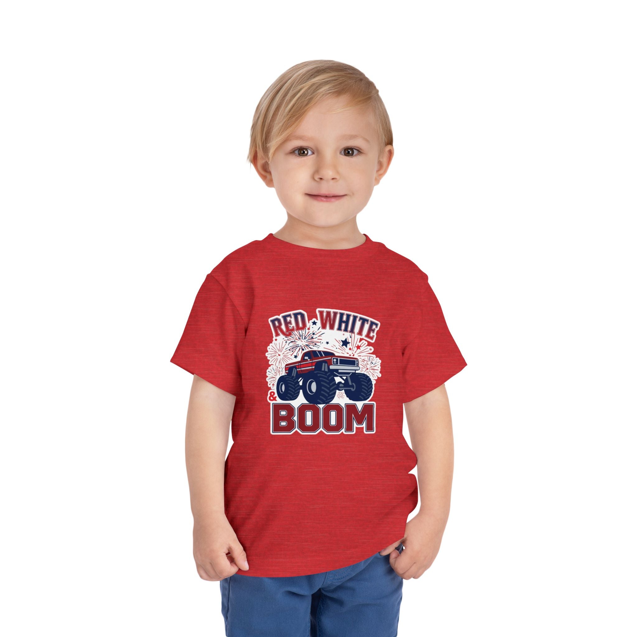 Toddler Tee - "Red, White & Boom" Monster Truck 4th of July Shirt