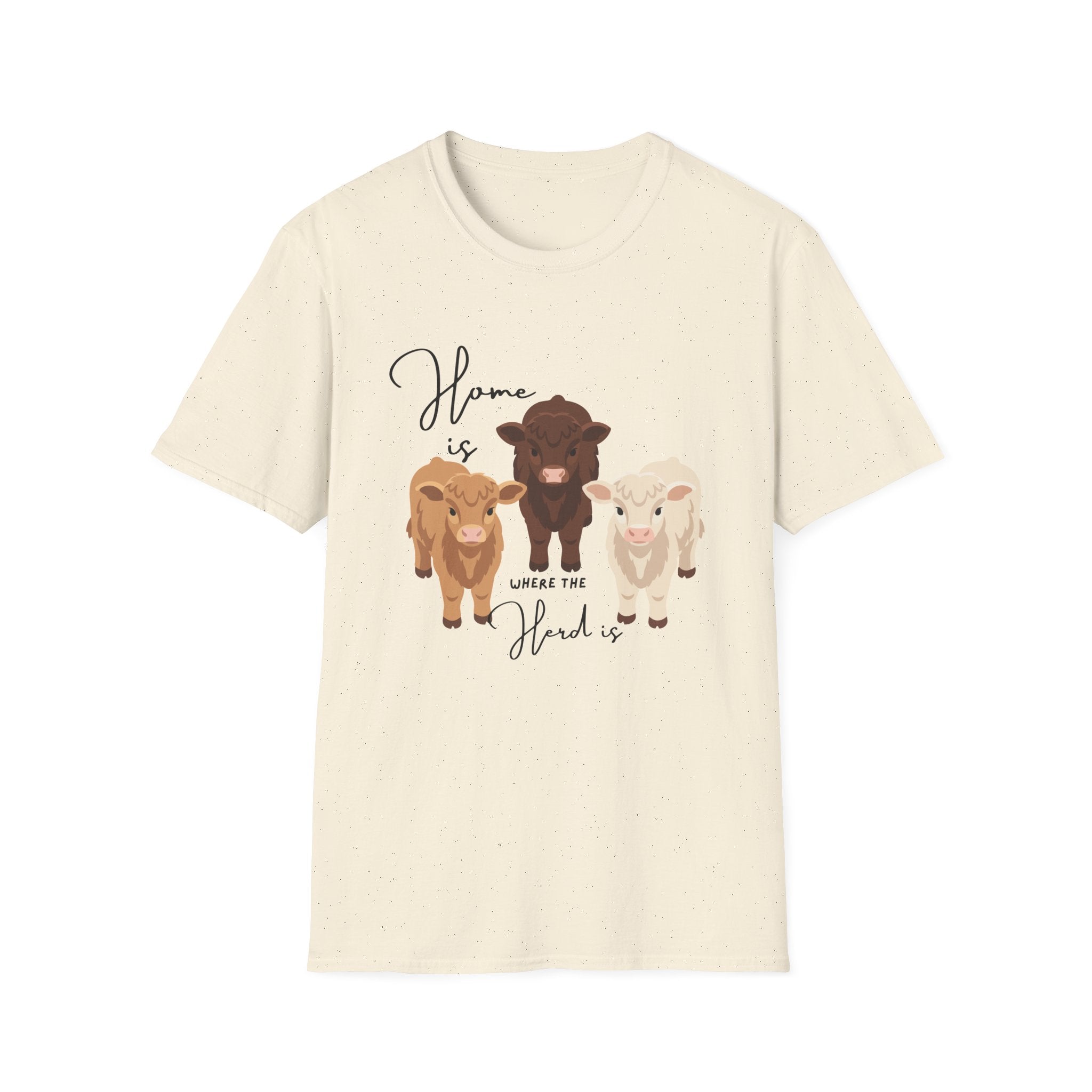 Cow Trio Graphic T-Shirt — "Home is Where the Herd Is" Farm Animal Tee