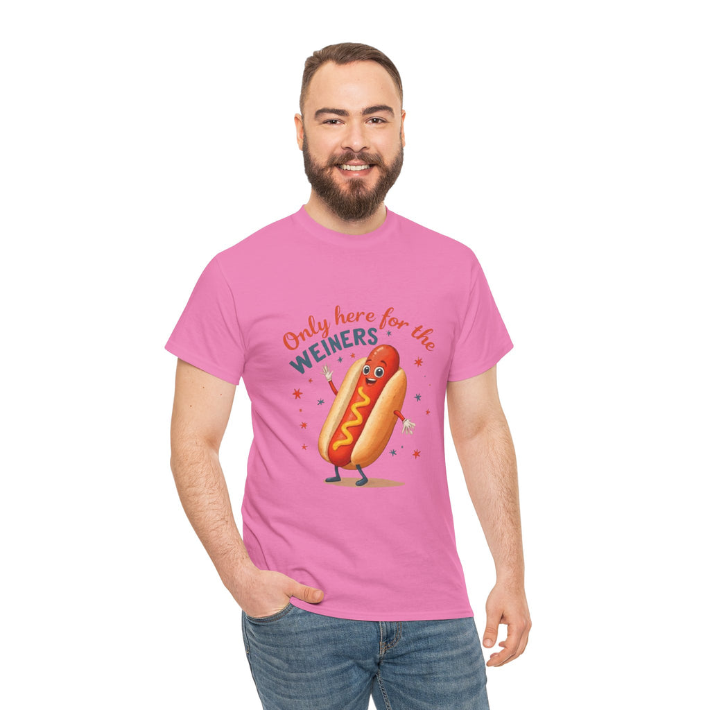 Funny Hot Dog Tee — "Only Here for the Weiners" Graphic T-Shirt