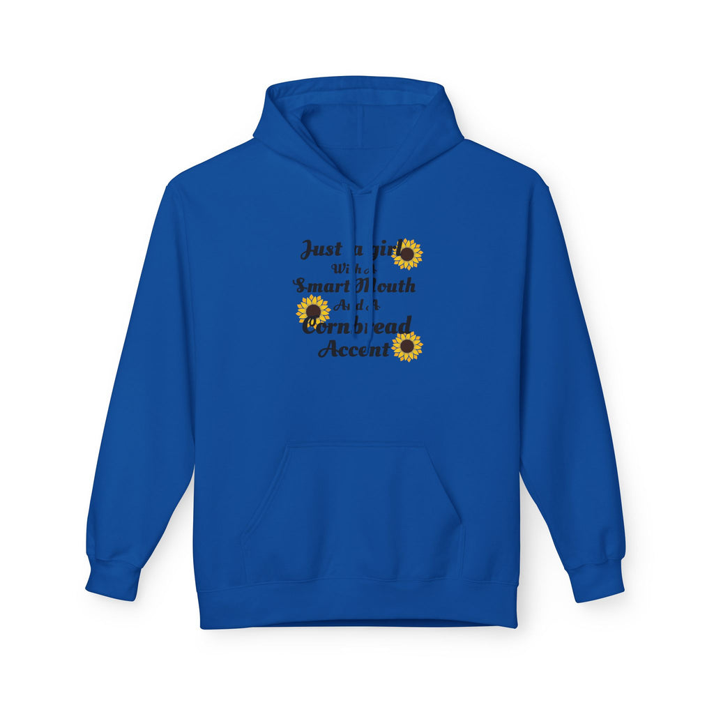 Cornbread Accent Hoodie — "Just a girl with a smart mouth & a cornbread accent" Sunflower Pullover
