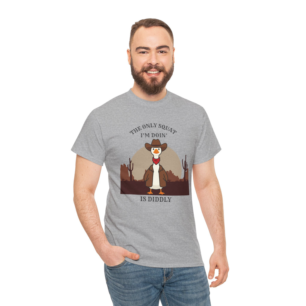 Cowboy Ferret Graphic Tee — "The Only Squat I'm Doin' Is Diddly" Cute Western Animal T-Shirt