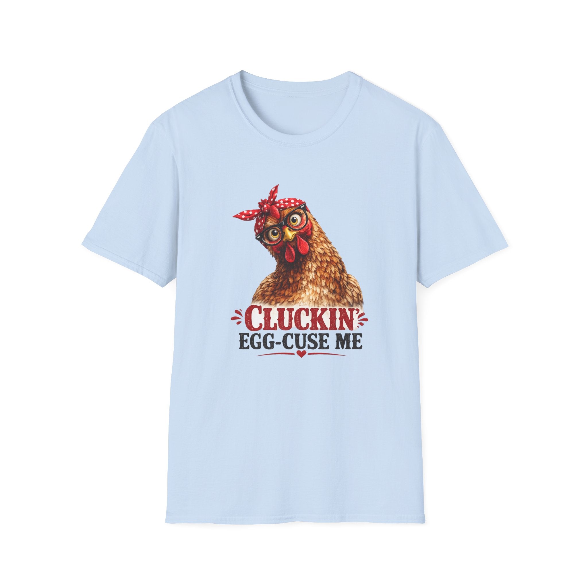Chicken Graphic T-Shirt — “Cluckin’ Egg-Cuse Me” Vintage Hen Tee