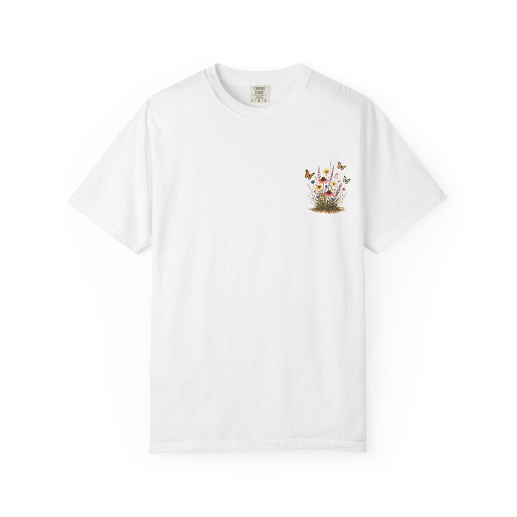 Wildflower Bouquet T-shirt | Backyard Butterflies, Botanical Illustration