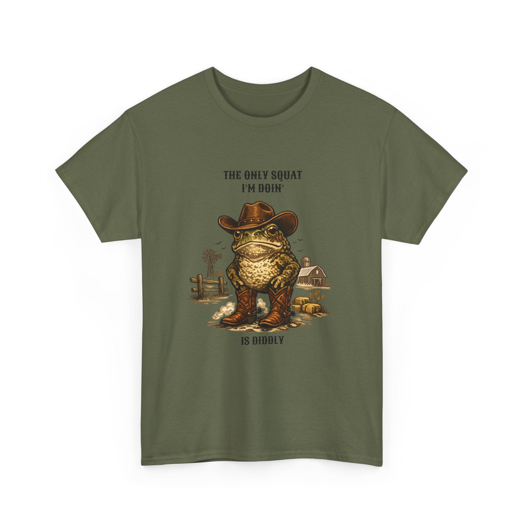 Frog Cowboy Tee — “The Only Squat I’m Doin’ Is Diddle” Funny Western Graphic T-Shirt