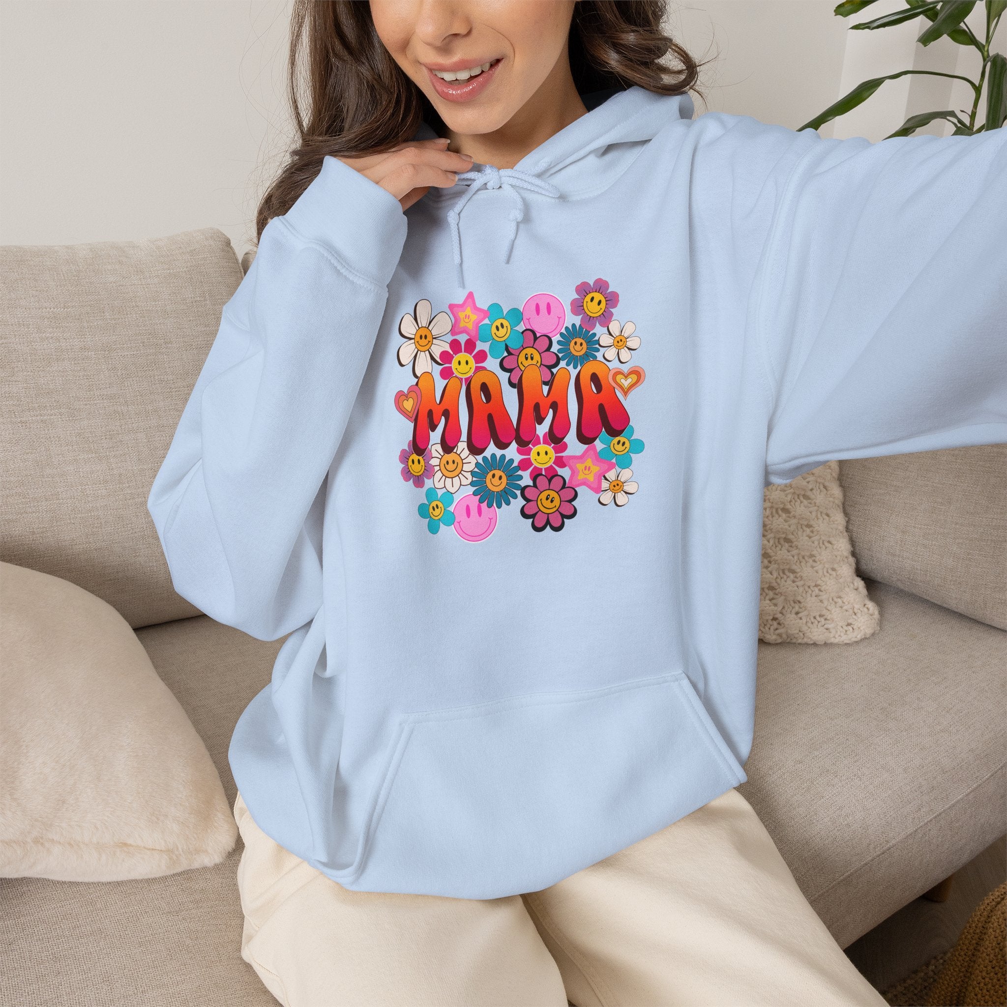Mama Floral Hoodie — Retro Flower Power "Mama" Sweatshirt