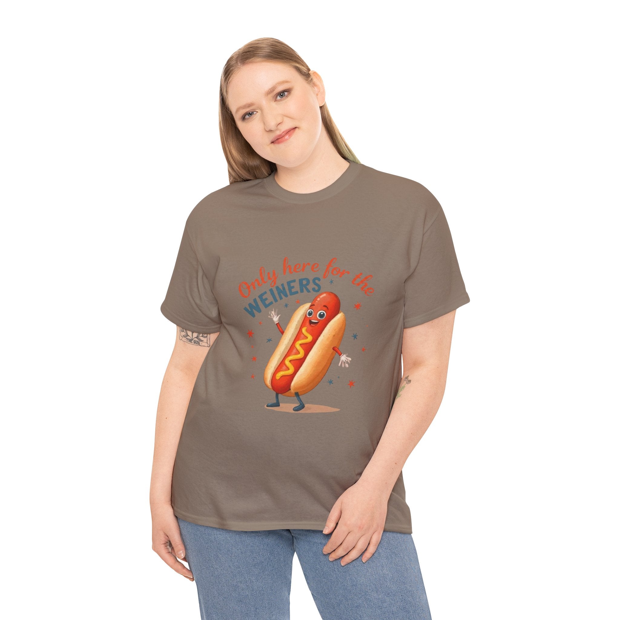 Funny Hot Dog Tee — "Only Here for the Weiners" Graphic T-Shirt