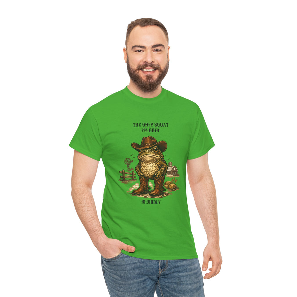 Frog Cowboy Tee — “The Only Squat I’m Doin’ Is Diddle” Funny Western Graphic T-Shirt