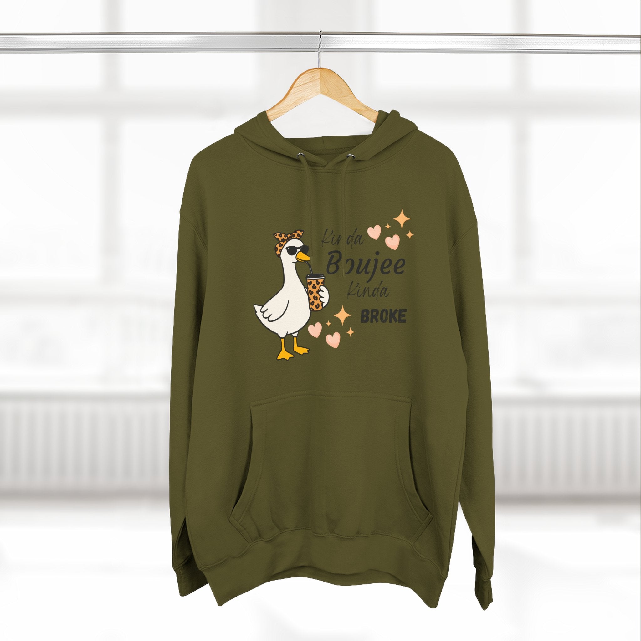Duck Graphic Hoodie — "A Little Boujee, Kinda Broke" Cute Casual Pullover