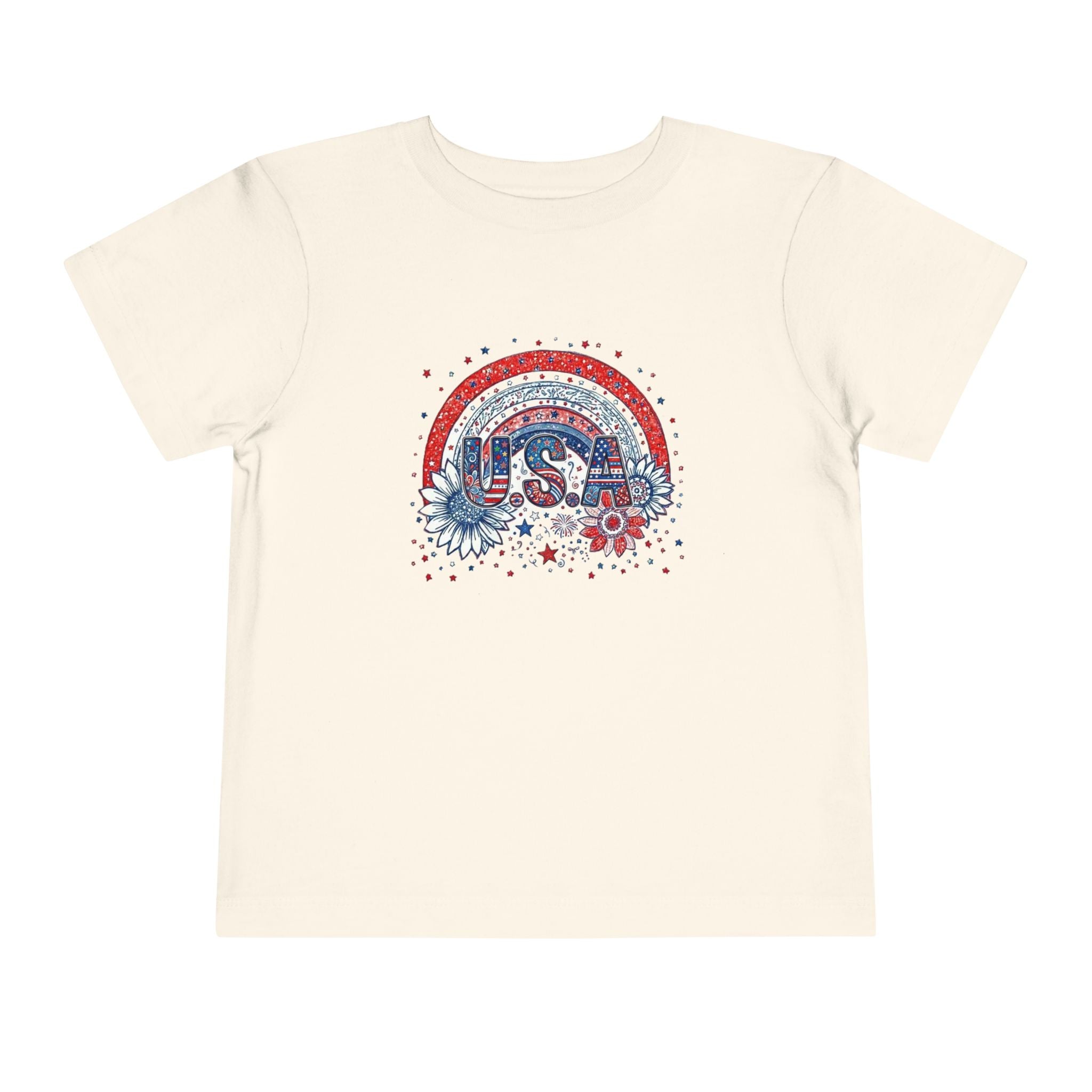 Toddler Tee — USA Rainbow Floral Patriotic 4th of July Shirt