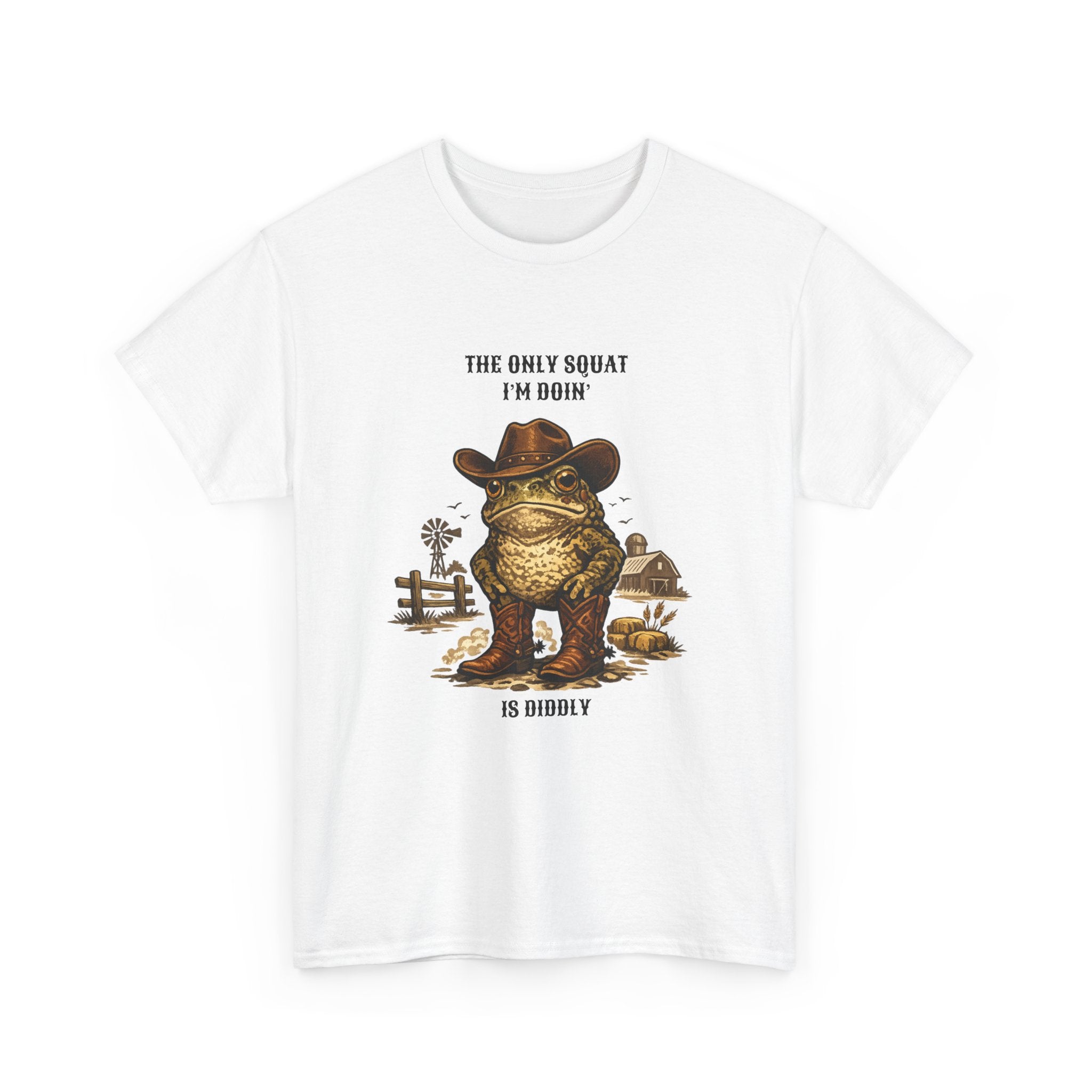 Frog Cowboy Tee — “The Only Squat I’m Doin’ Is Diddle” Funny Western Graphic T-Shirt