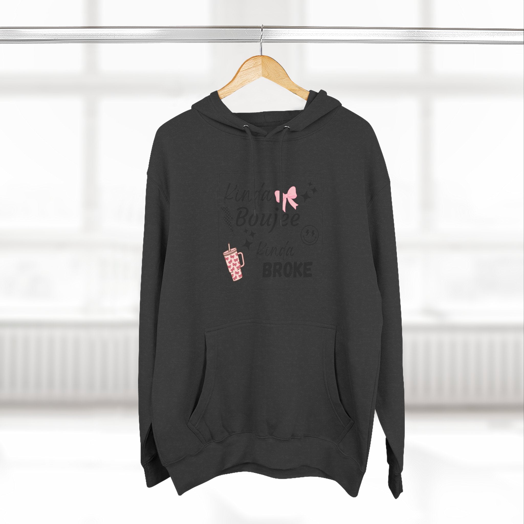 Boujee But Broke Hoodie — Cute Graphic Fleece Pullover