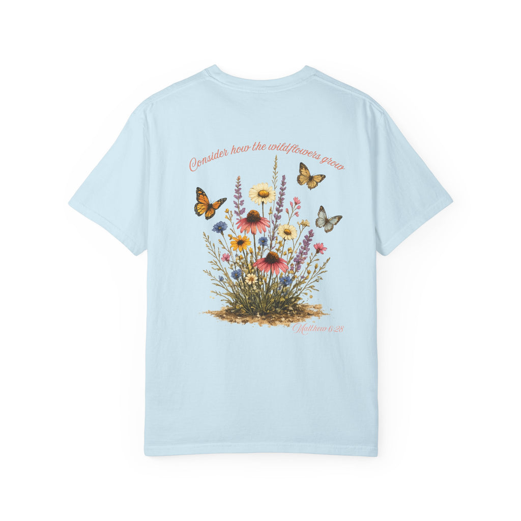 Wildflower Bouquet T-shirt | Backyard Butterflies, Botanical Illustration