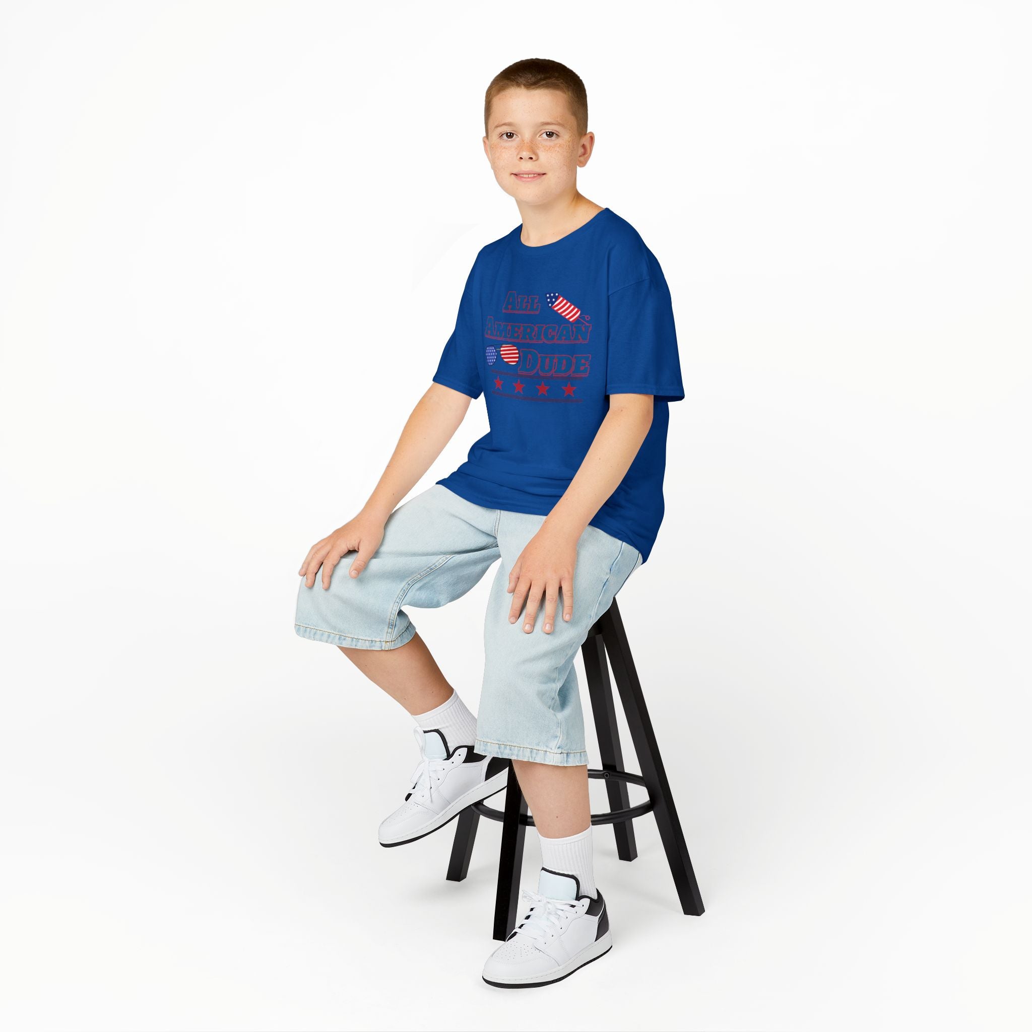 Kids Tee — "All American Dude" Patriotic 4th of July T-Shirt