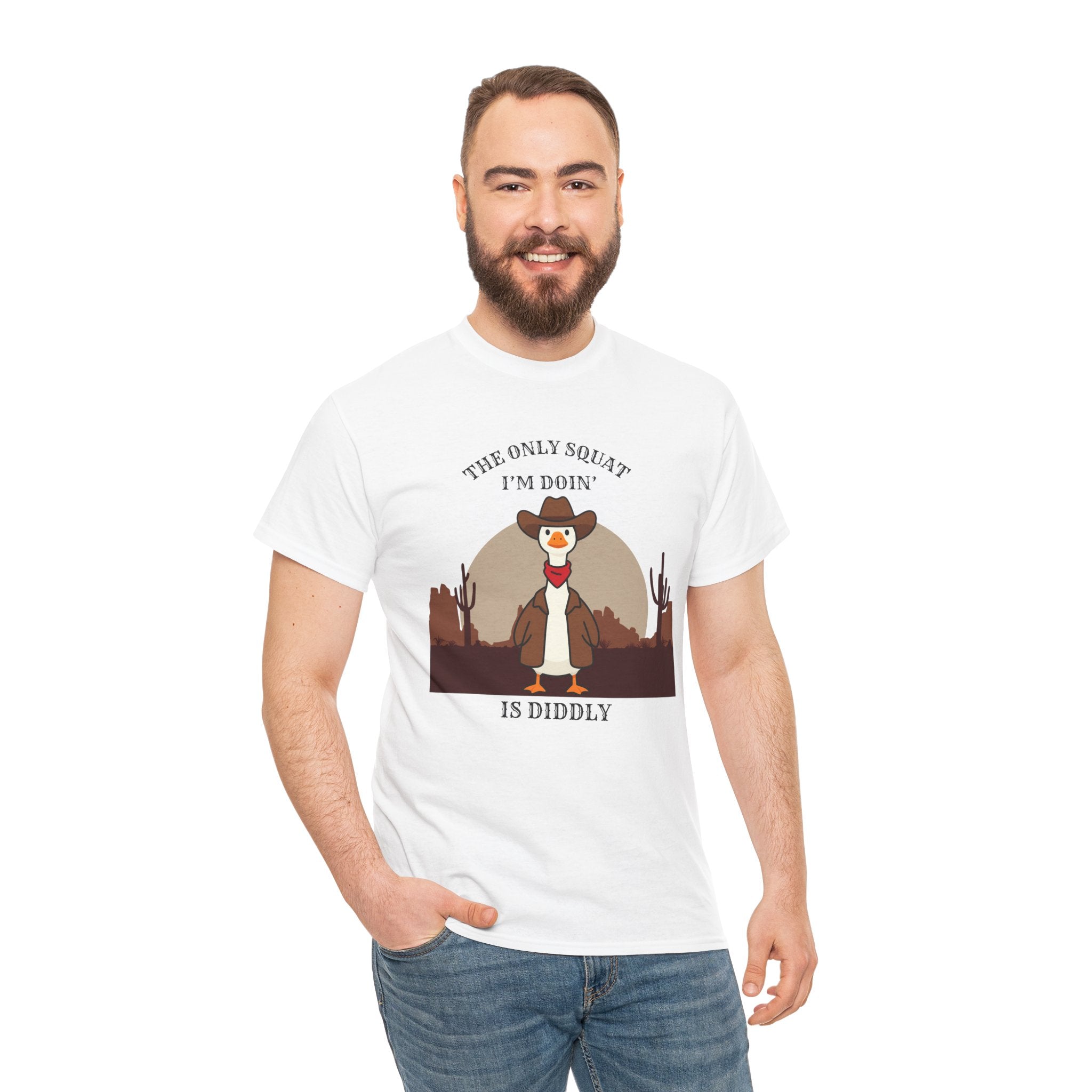 Cowboy Ferret Graphic Tee — "The Only Squat I'm Doin' Is Diddly" Cute Western Animal T-Shirt