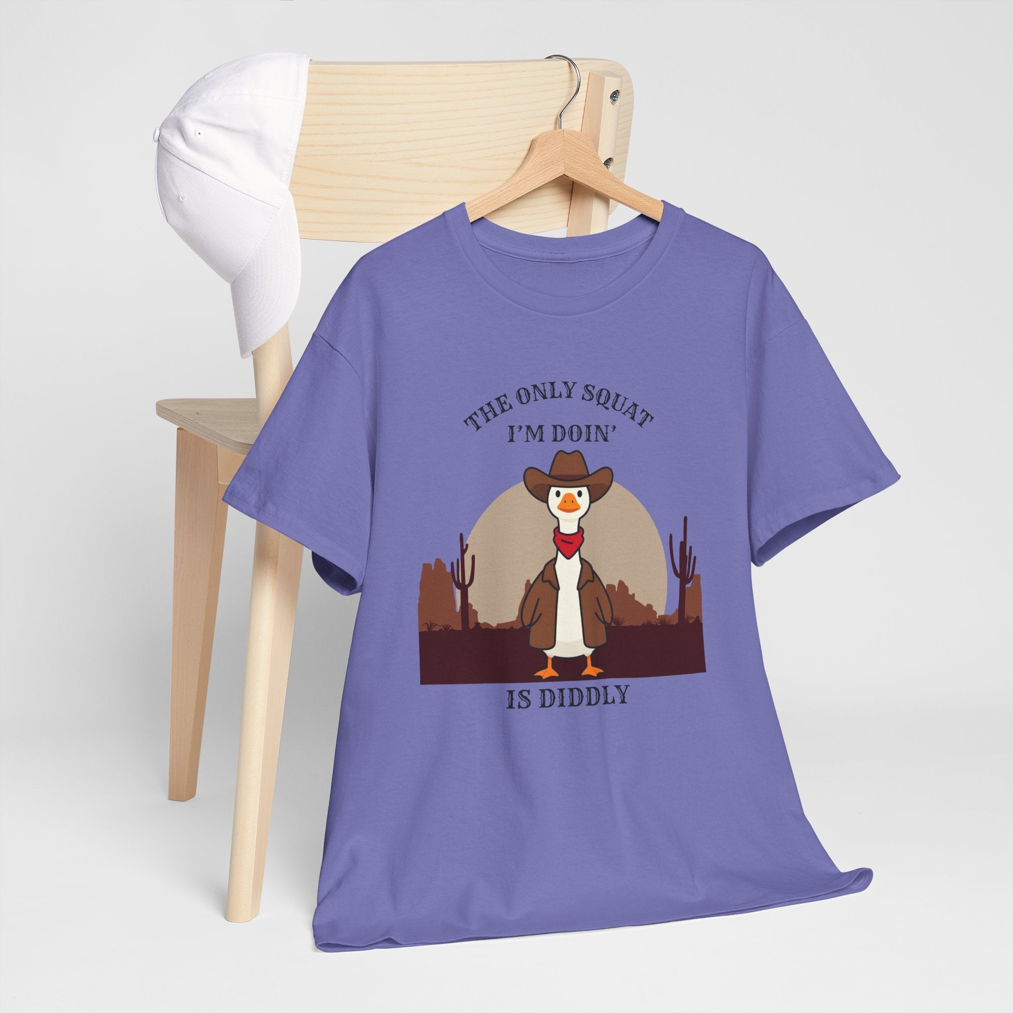 Cowboy Ferret Graphic Tee — "The Only Squat I'm Doin' Is Diddly" Cute Western Animal T-Shirt