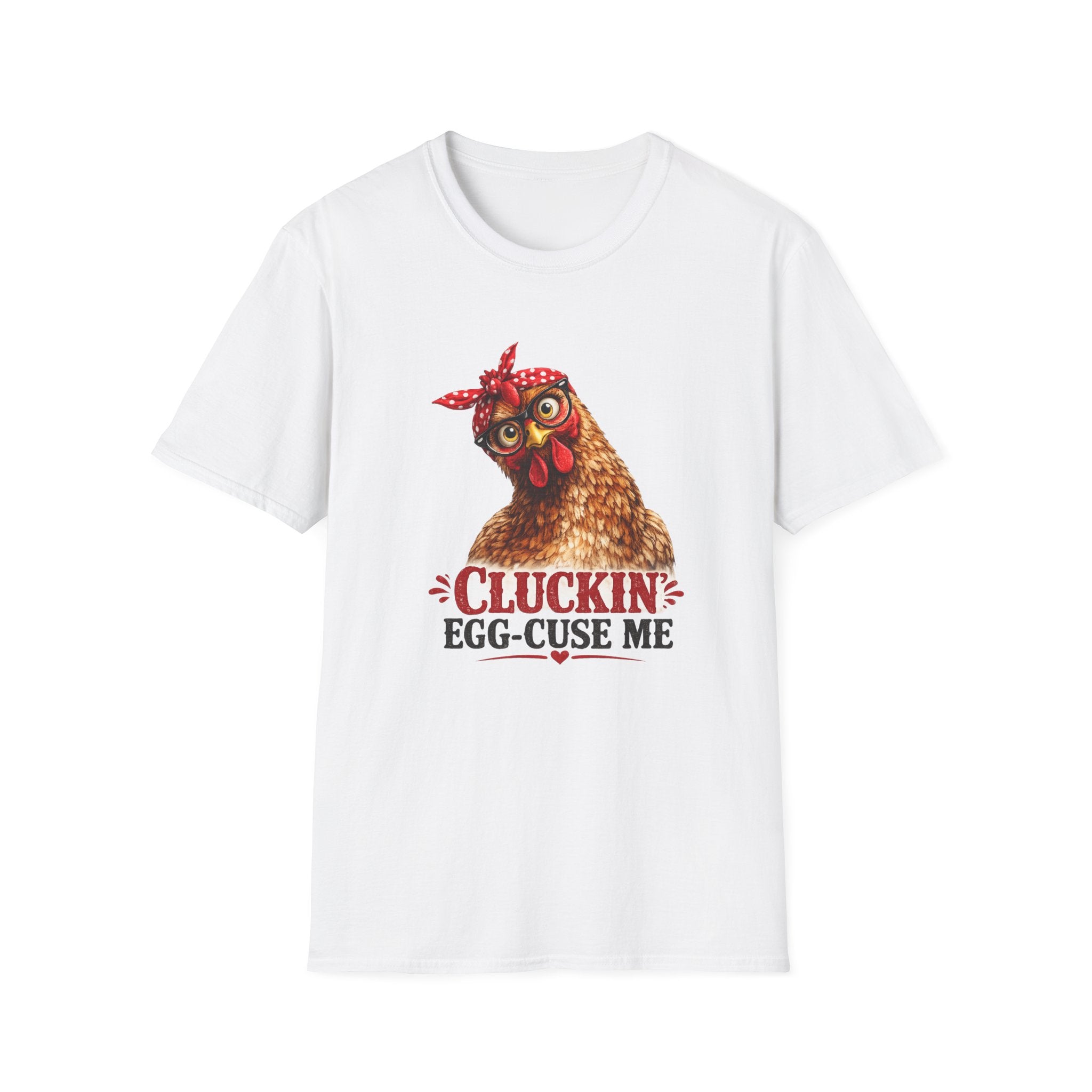 Chicken Graphic T-Shirt — “Cluckin’ Egg-Cuse Me” Vintage Hen Tee