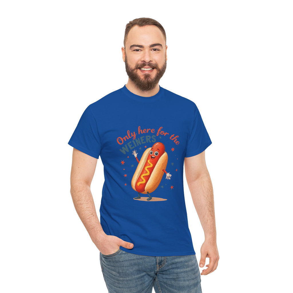 Funny Hot Dog Tee — "Only Here for the Weiners" Graphic T-Shirt