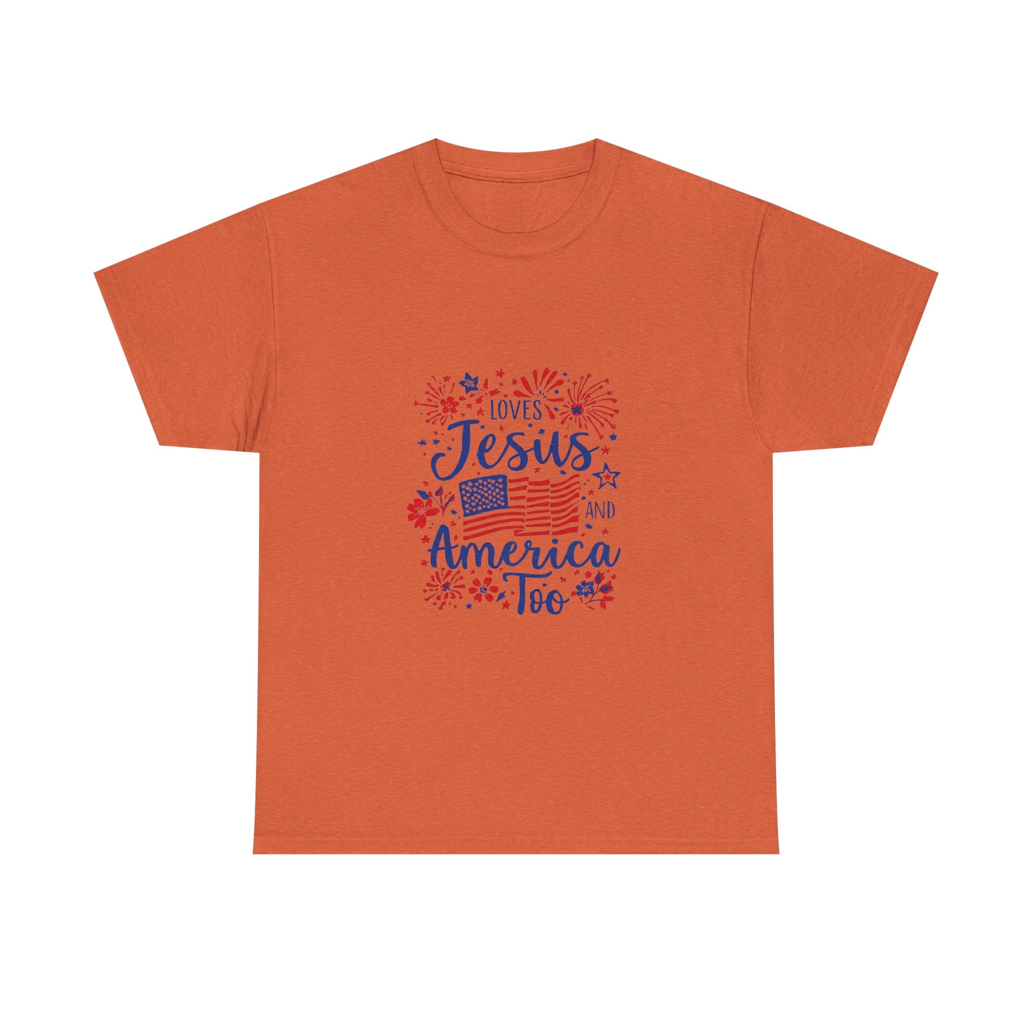 Jesus and America Tee — Patriotic Christian T-Shirt ("Loves Jesus and America Too")