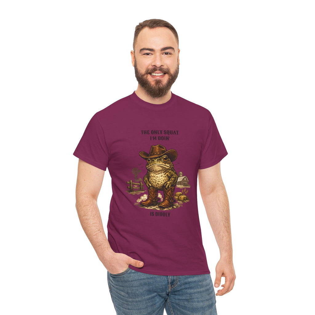 Frog Cowboy Tee — “The Only Squat I’m Doin’ Is Diddle” Funny Western Graphic T-Shirt