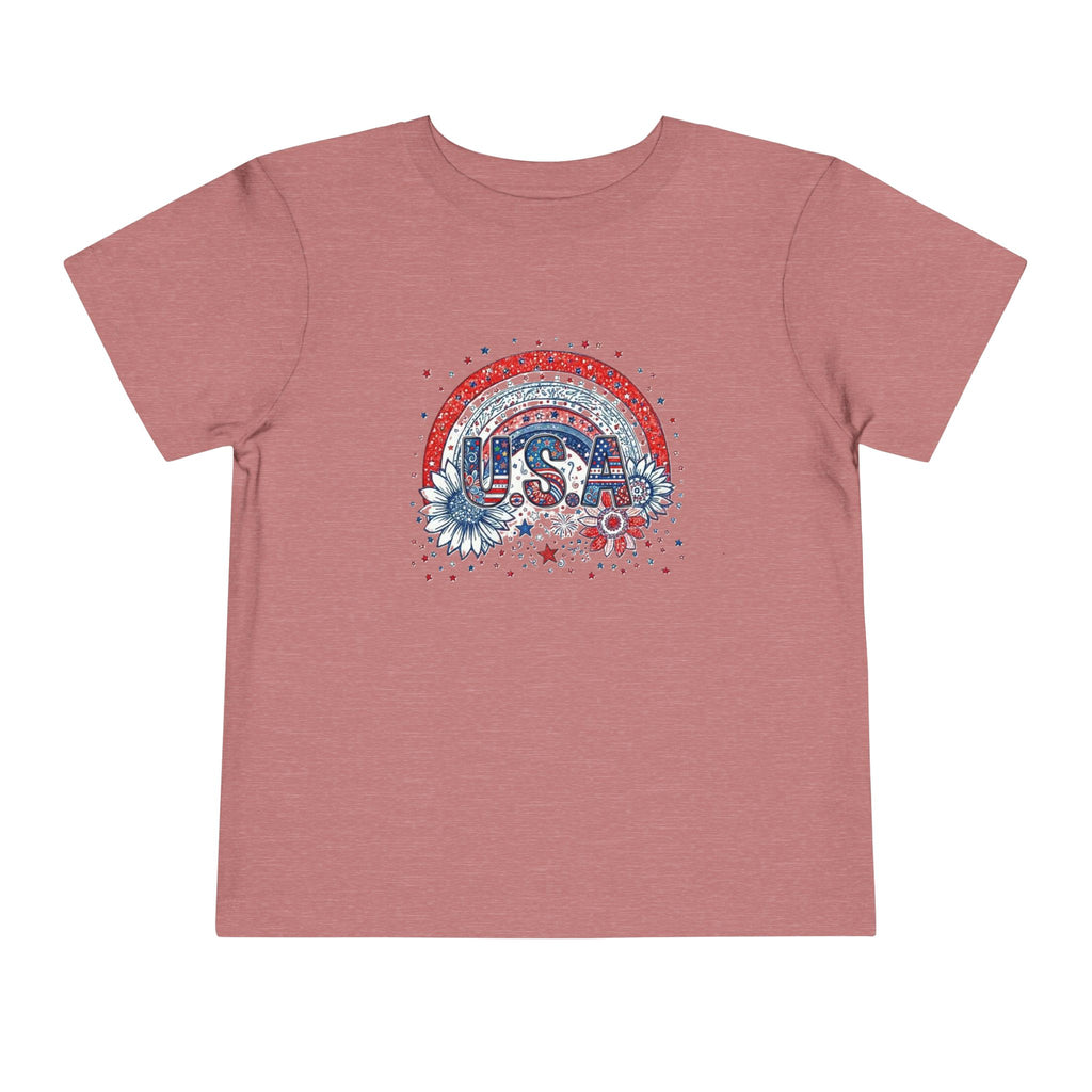 Toddler Tee — USA Rainbow Floral Patriotic 4th of July Shirt