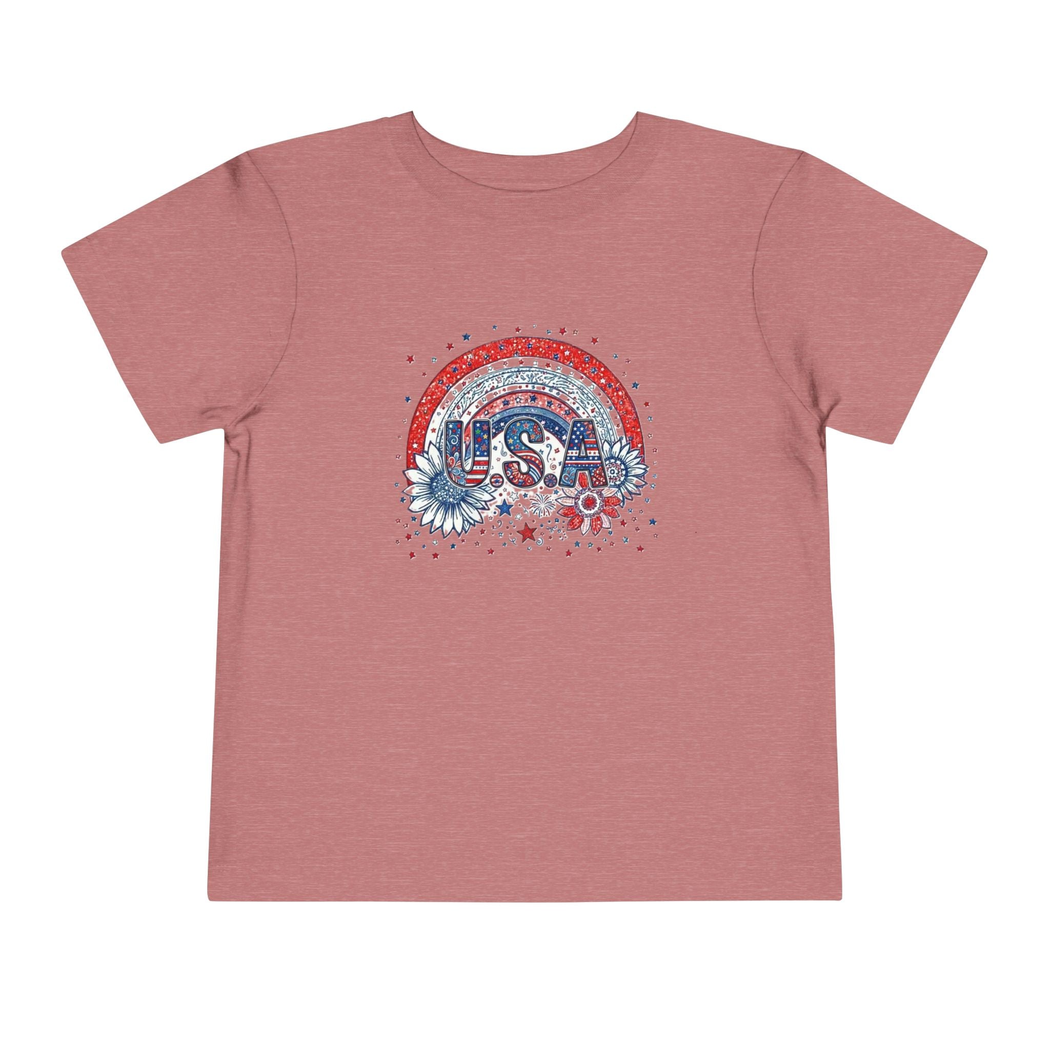 Toddler Tee — USA Rainbow Floral Patriotic 4th of July Shirt