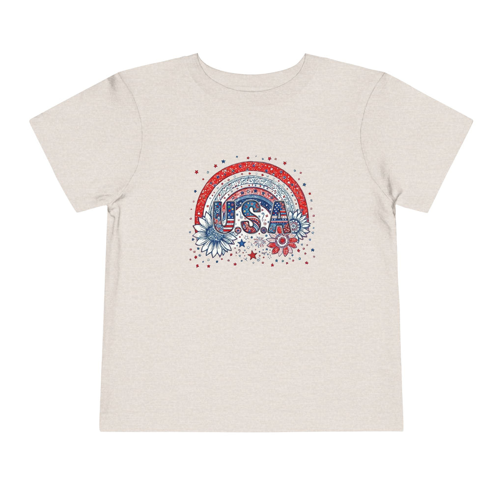 Toddler Tee — USA Rainbow Floral Patriotic 4th of July Shirt