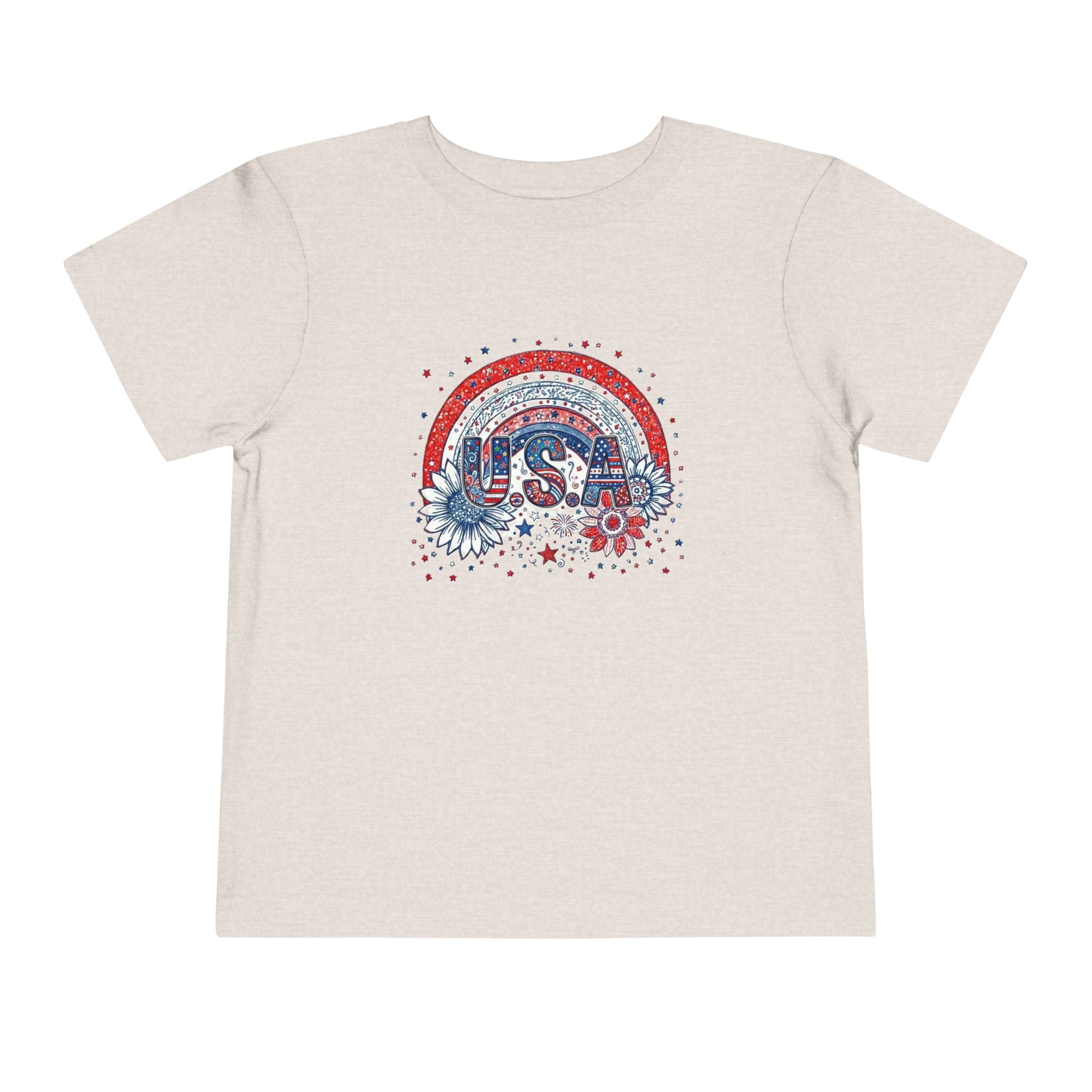 Toddler Tee — USA Rainbow Floral Patriotic 4th of July Shirt
