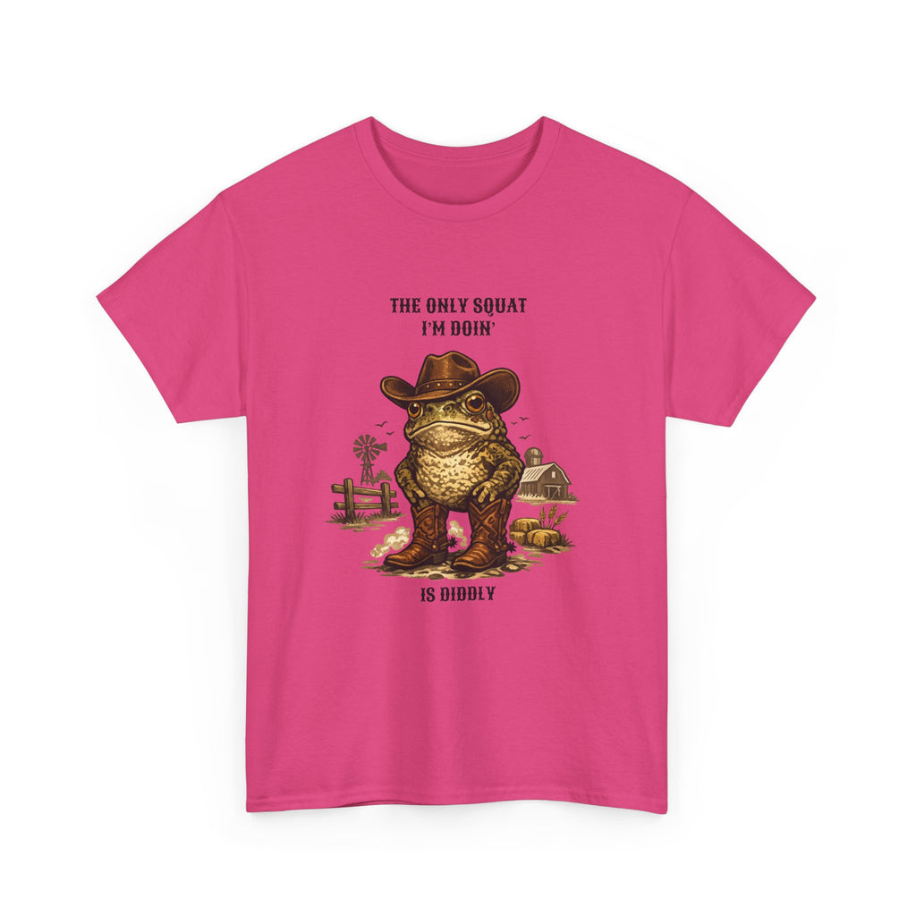 Frog Cowboy Tee — “The Only Squat I’m Doin’ Is Diddle” Funny Western Graphic T-Shirt