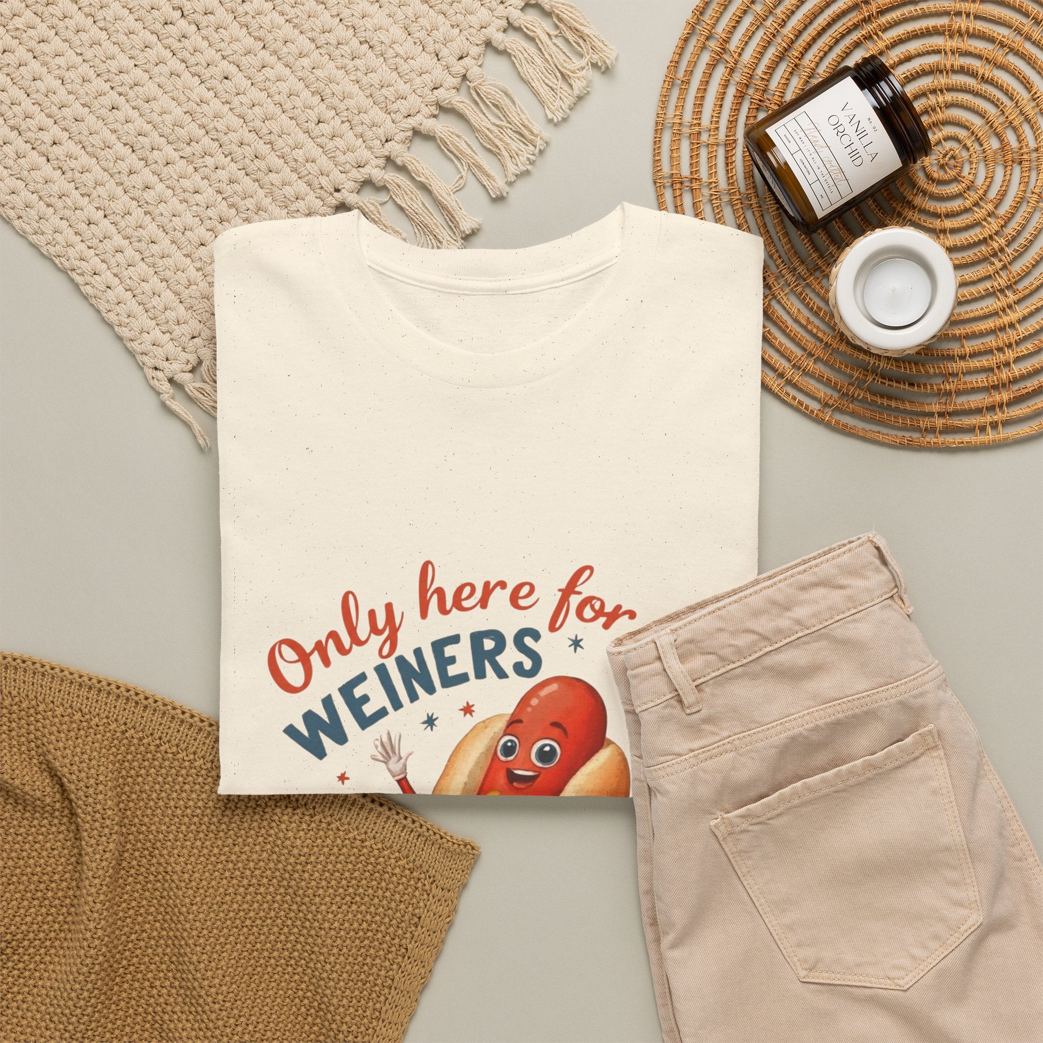 Funny Hot Dog Tee — "Only Here for the Weiners" Graphic T-Shirt