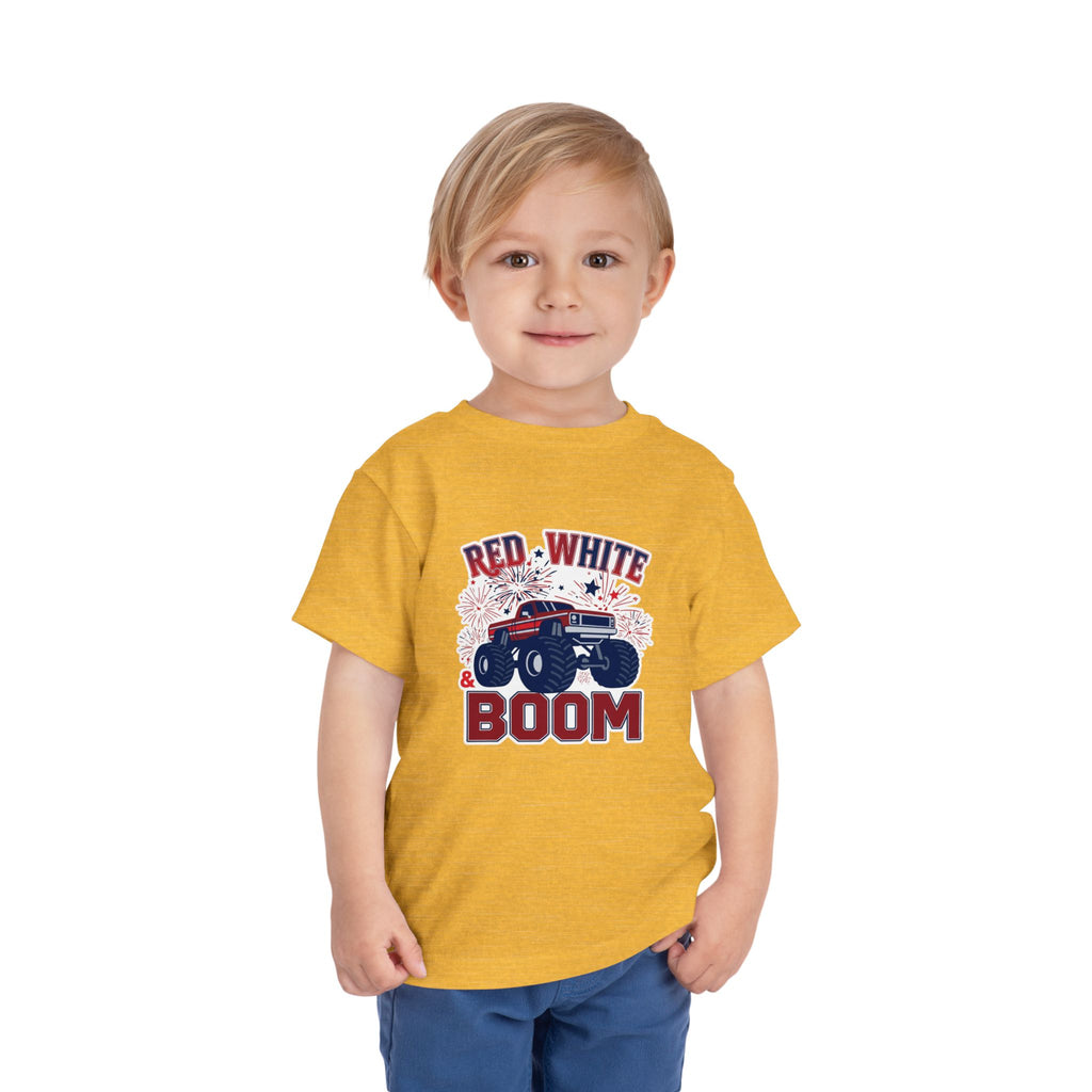 Toddler Tee - "Red, White & Boom" Monster Truck 4th of July Shirt
