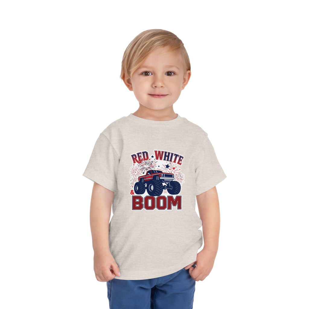 Toddler Tee - "Red, White & Boom" Monster Truck 4th of July Shirt