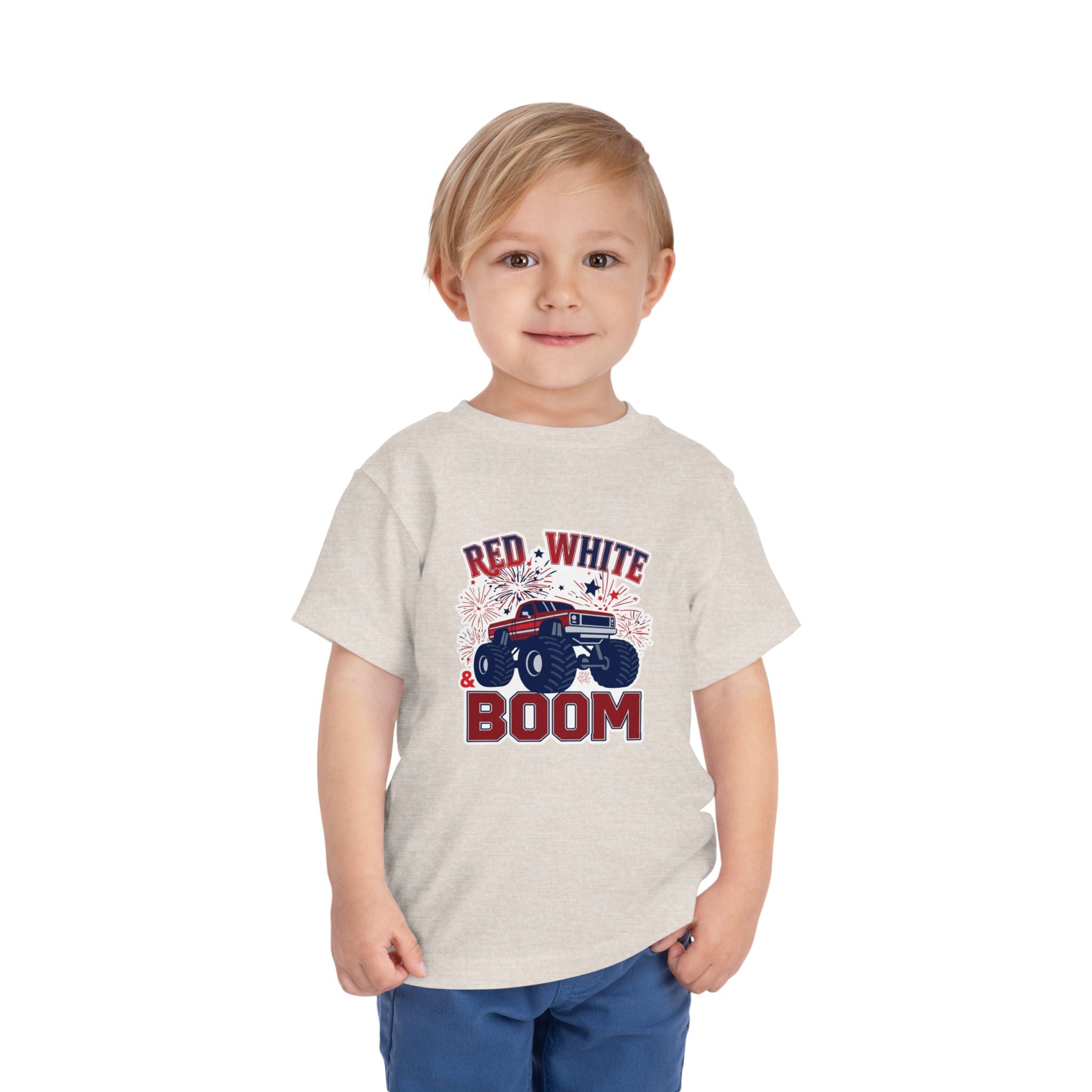 Toddler Tee - "Red, White & Boom" Monster Truck 4th of July Shirt