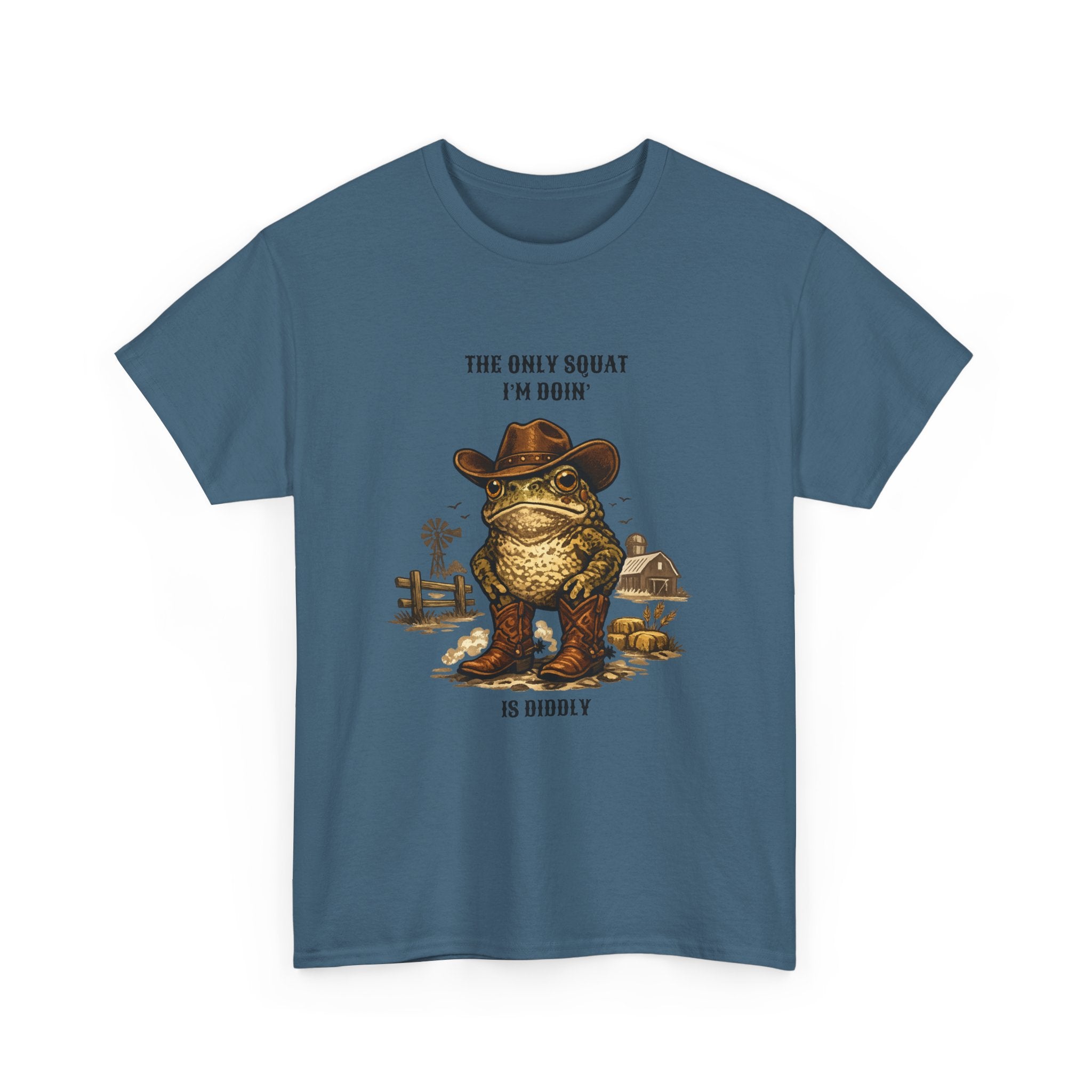 Frog Cowboy Tee — “The Only Squat I’m Doin’ Is Diddle” Funny Western Graphic T-Shirt