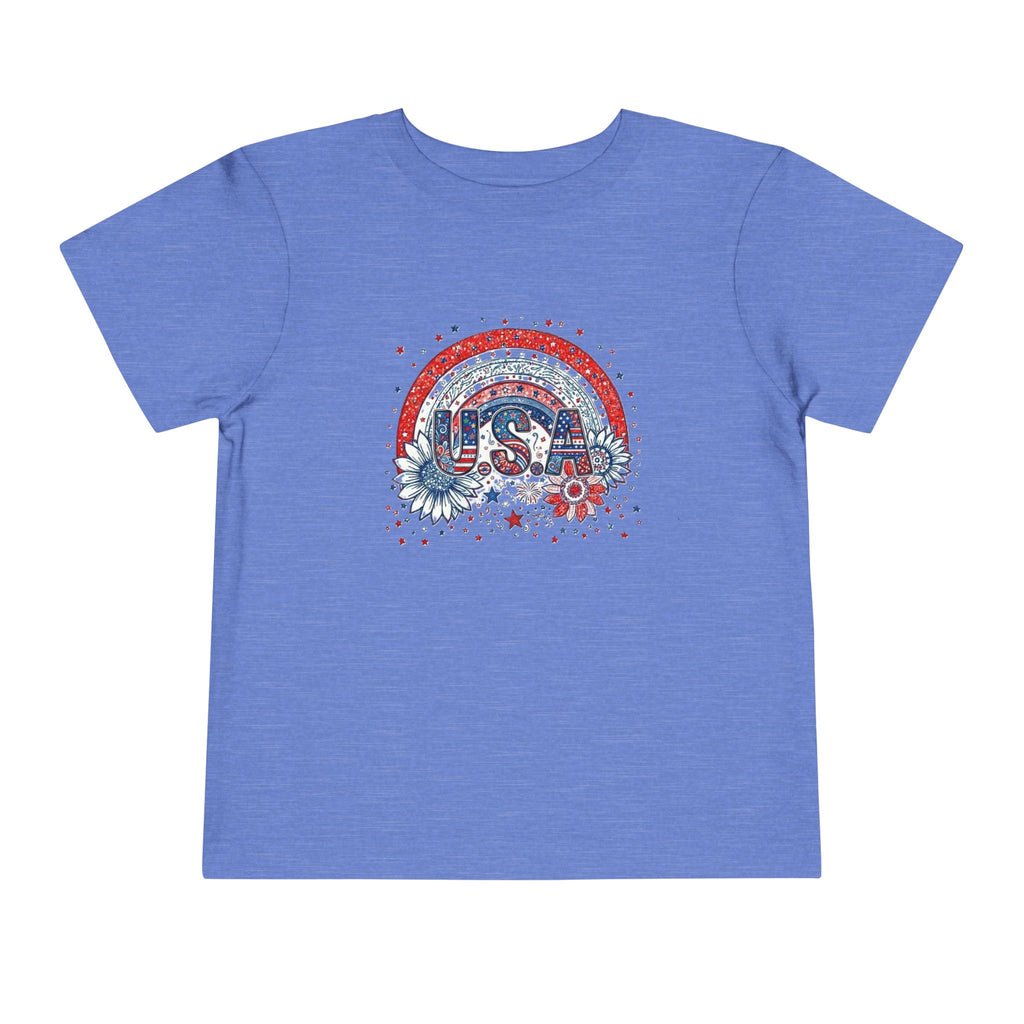 Toddler Tee — USA Rainbow Floral Patriotic 4th of July Shirt