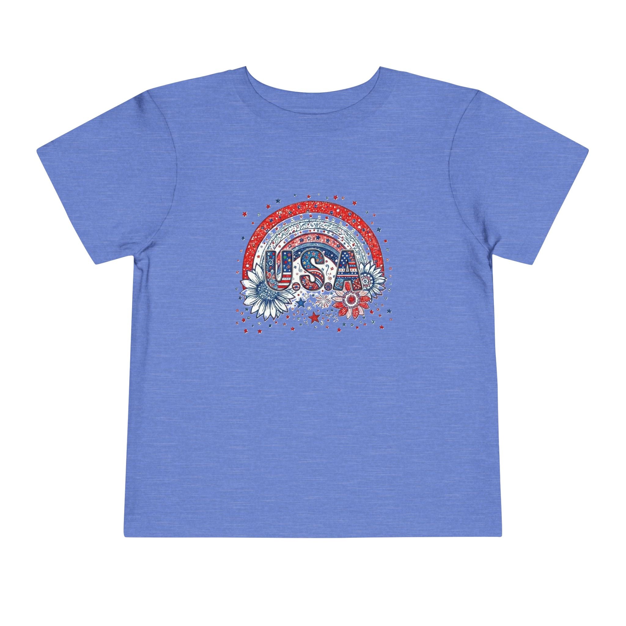 Toddler Tee — USA Rainbow Floral Patriotic 4th of July Shirt