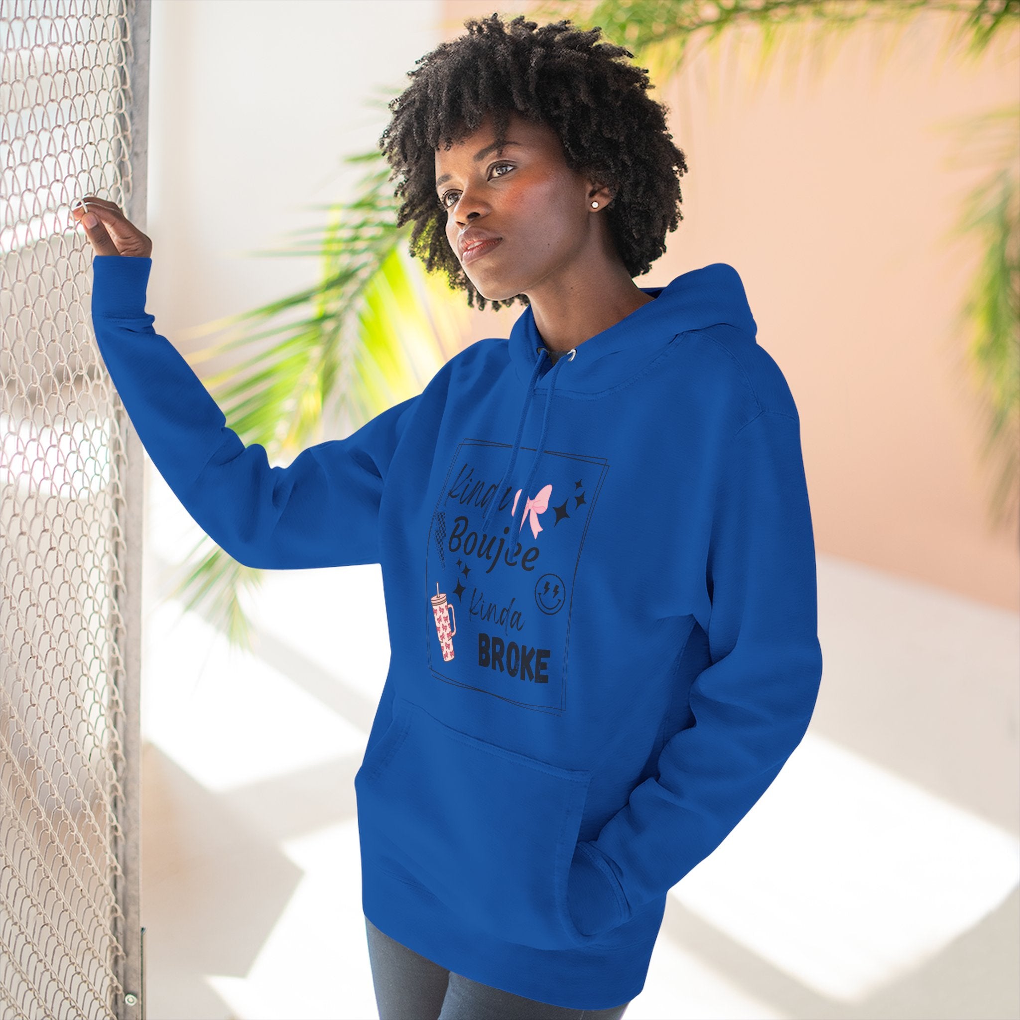 Boujee But Broke Hoodie — Cute Graphic Fleece Pullover