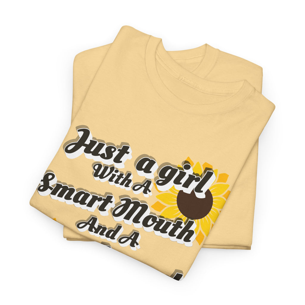 Cornbread Accent T-Shirt – "Just a Girl with a Smart Mouth and a Cornbread Accent" Sunflower Graphic
