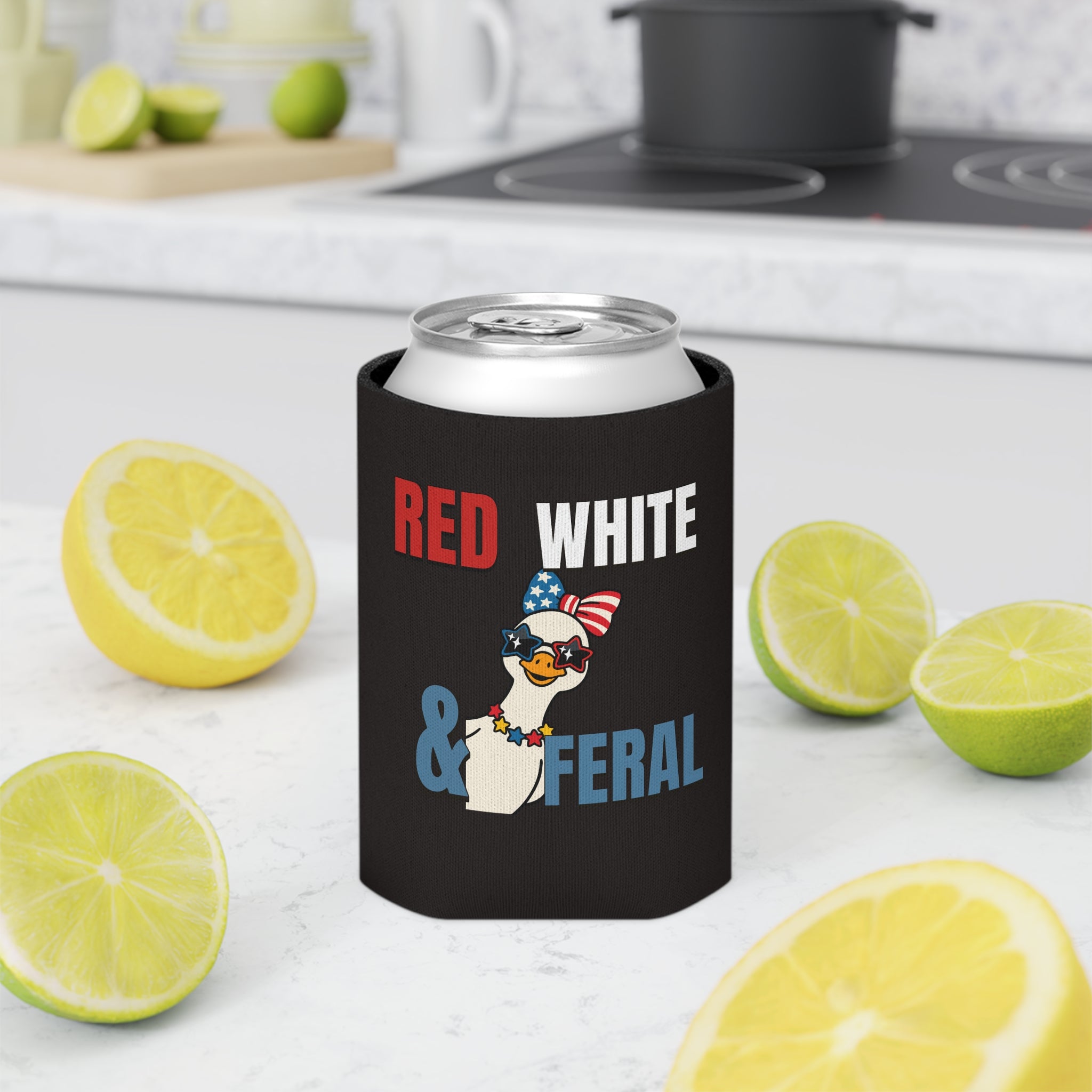 Can Cooler - "Red White & Feral" Patriotic Party Koozie