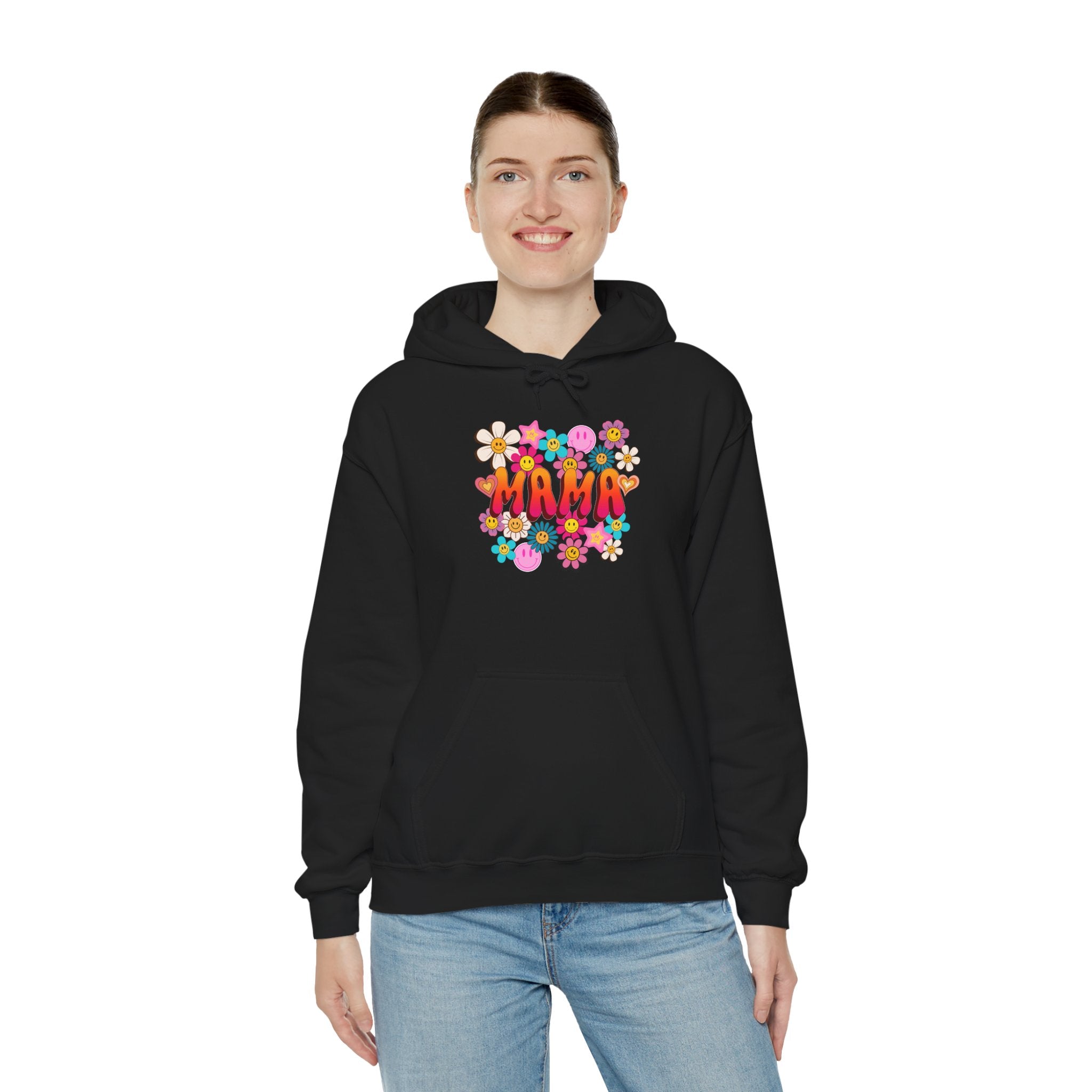 Mama Floral Hoodie — Retro Flower Power "Mama" Sweatshirt