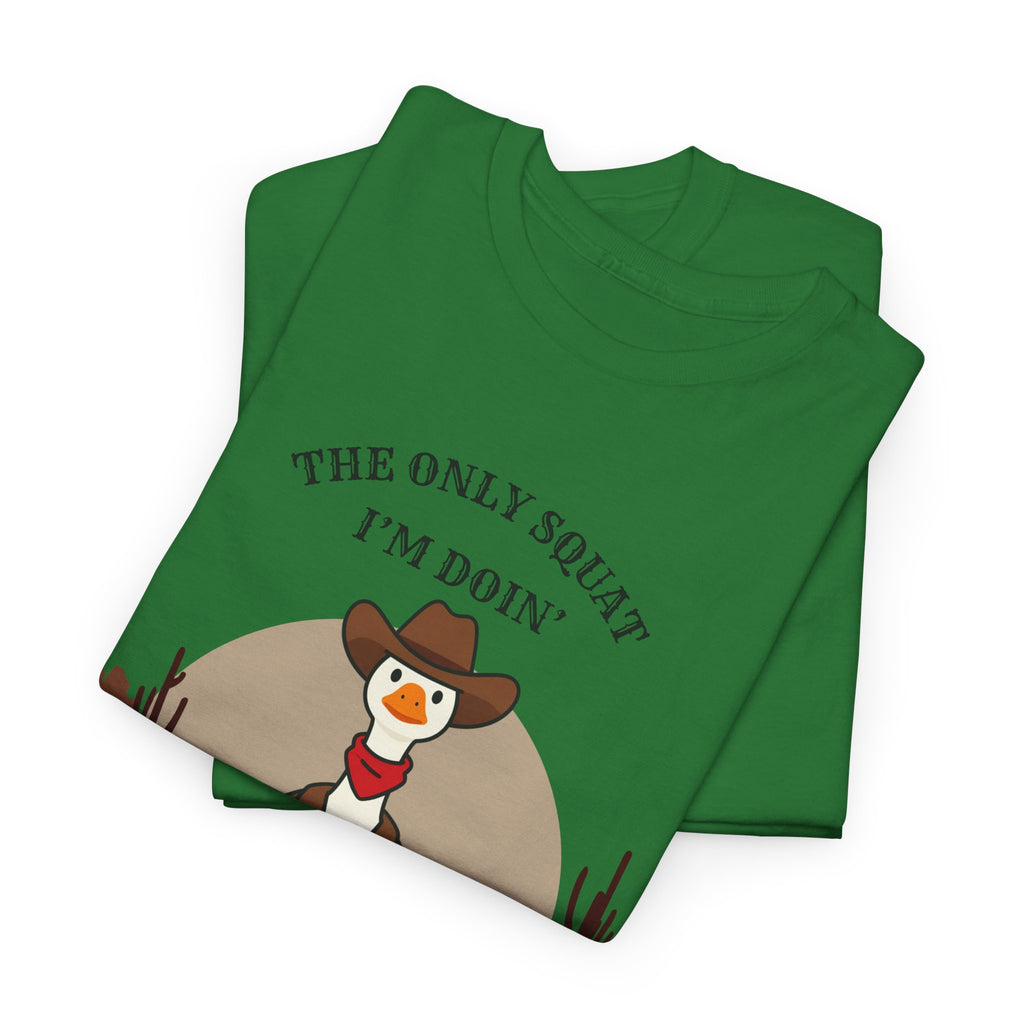 Cowboy Ferret Graphic Tee — "The Only Squat I'm Doin' Is Diddly" Cute Western Animal T-Shirt