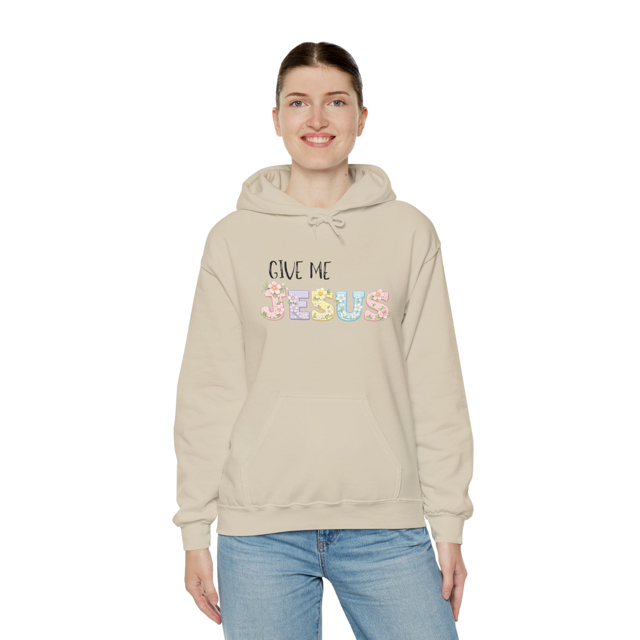 Give Me Jesus Floral Hoodie — Christian Faith Pullover for Women & Men