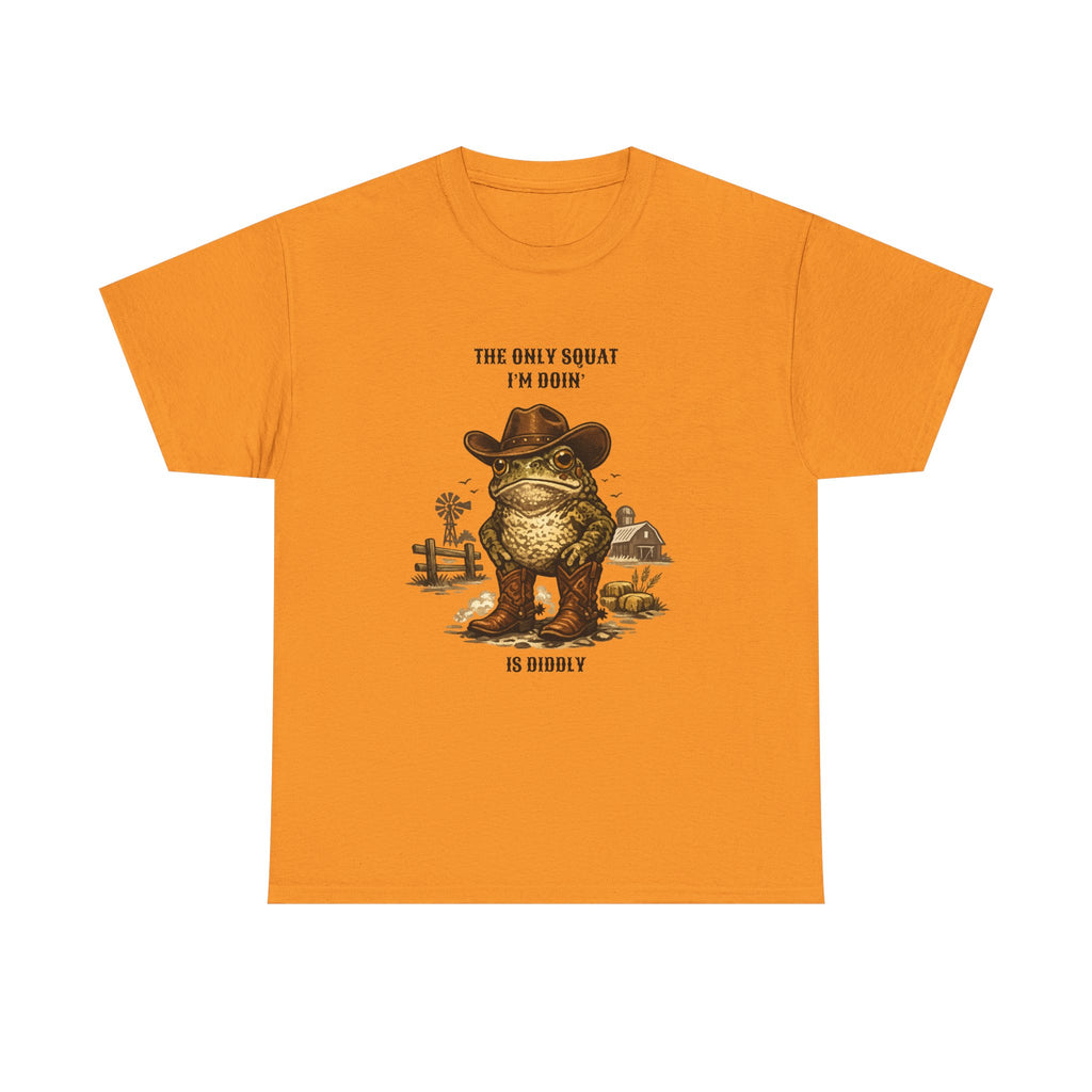 Frog Cowboy Tee — “The Only Squat I’m Doin’ Is Diddle” Funny Western Graphic T-Shirt